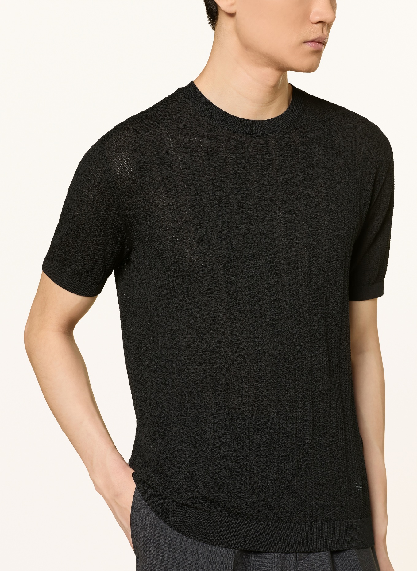 EMPORIO ARMANI Strickshirt: SCHWARZ