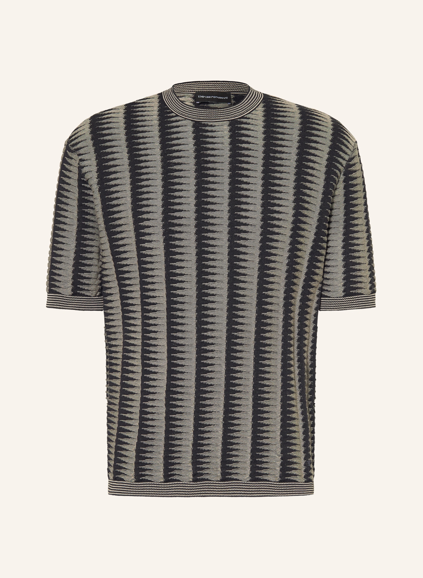 EMPORIO ARMANI Strickshirt: SCHWARZ / BEIGE