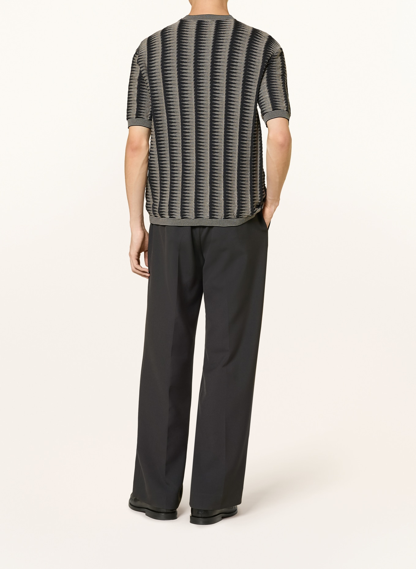 EMPORIO ARMANI Strickshirt: SCHWARZ / BEIGE