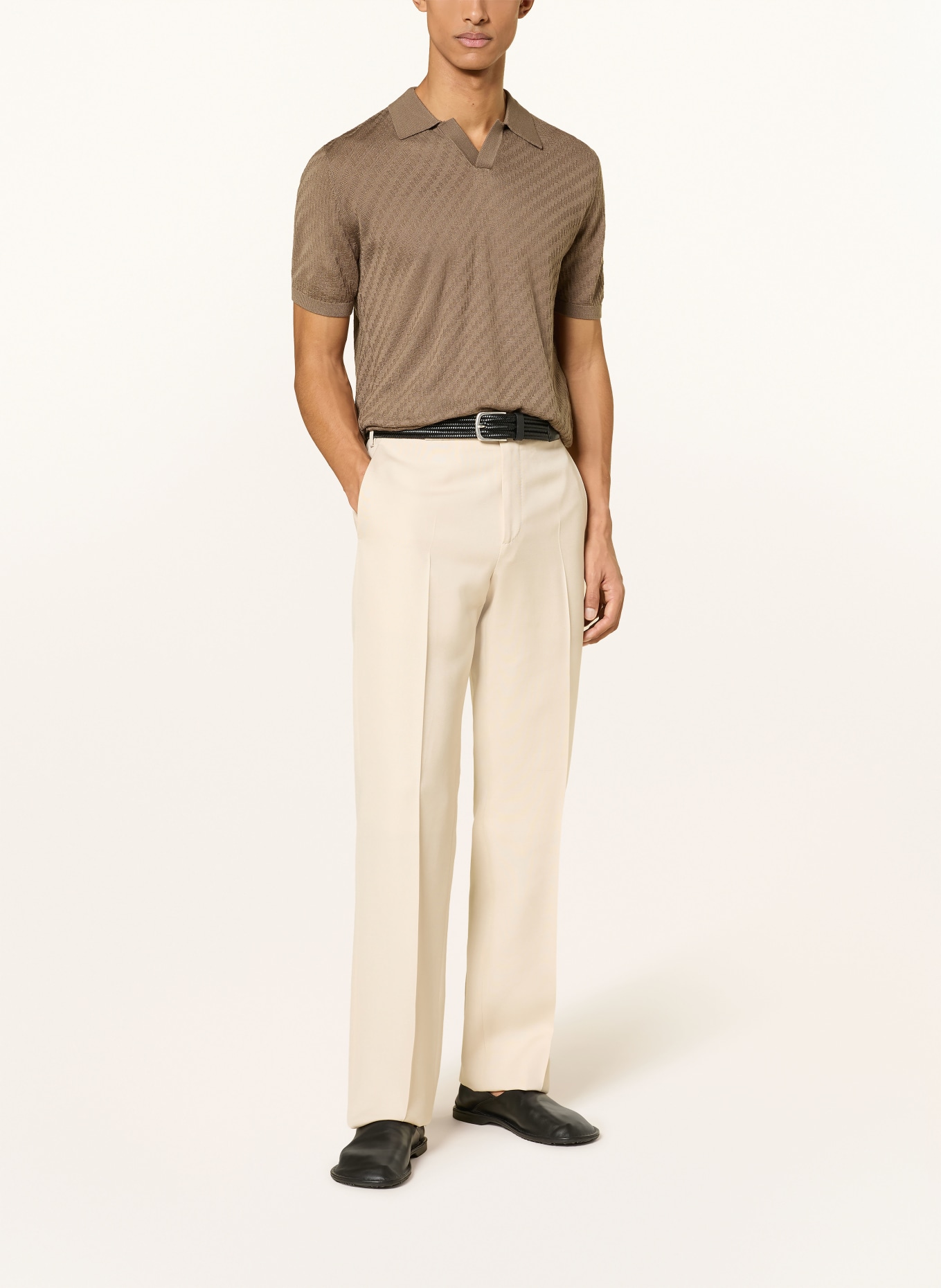EMPORIO ARMANI Strick-Poloshirt: BEIGE