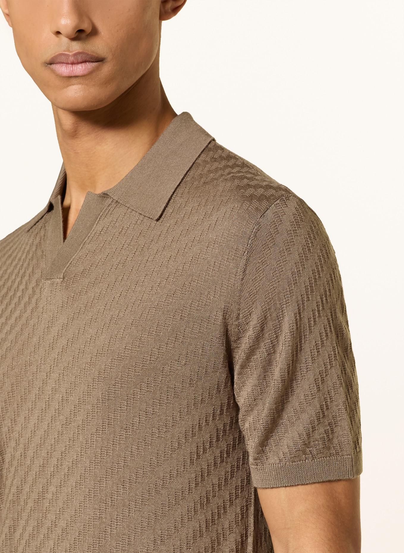 EMPORIO ARMANI Strick-Poloshirt: BEIGE
