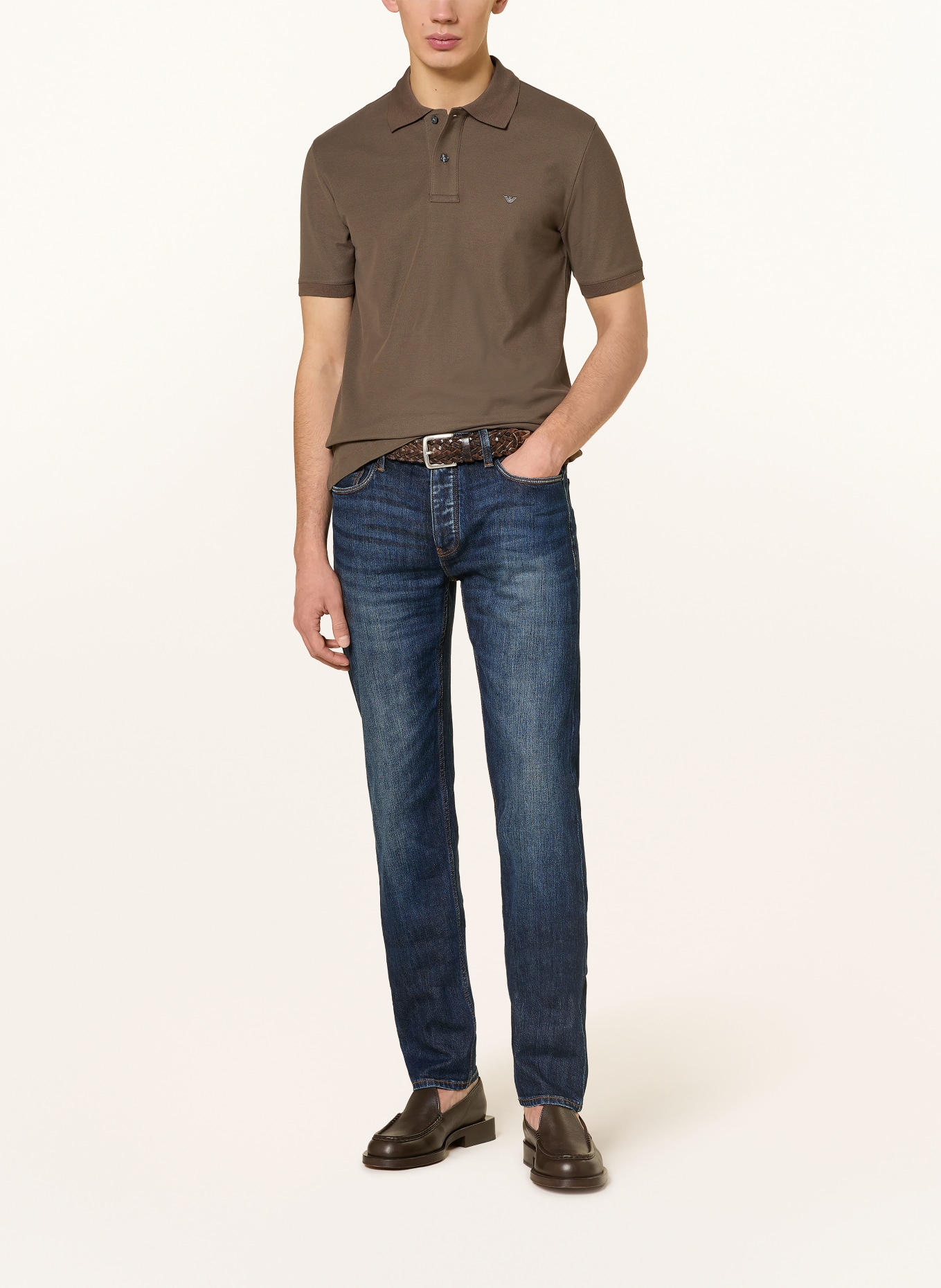 EMPORIO ARMANI Piqué-Poloshirt: BRAUN