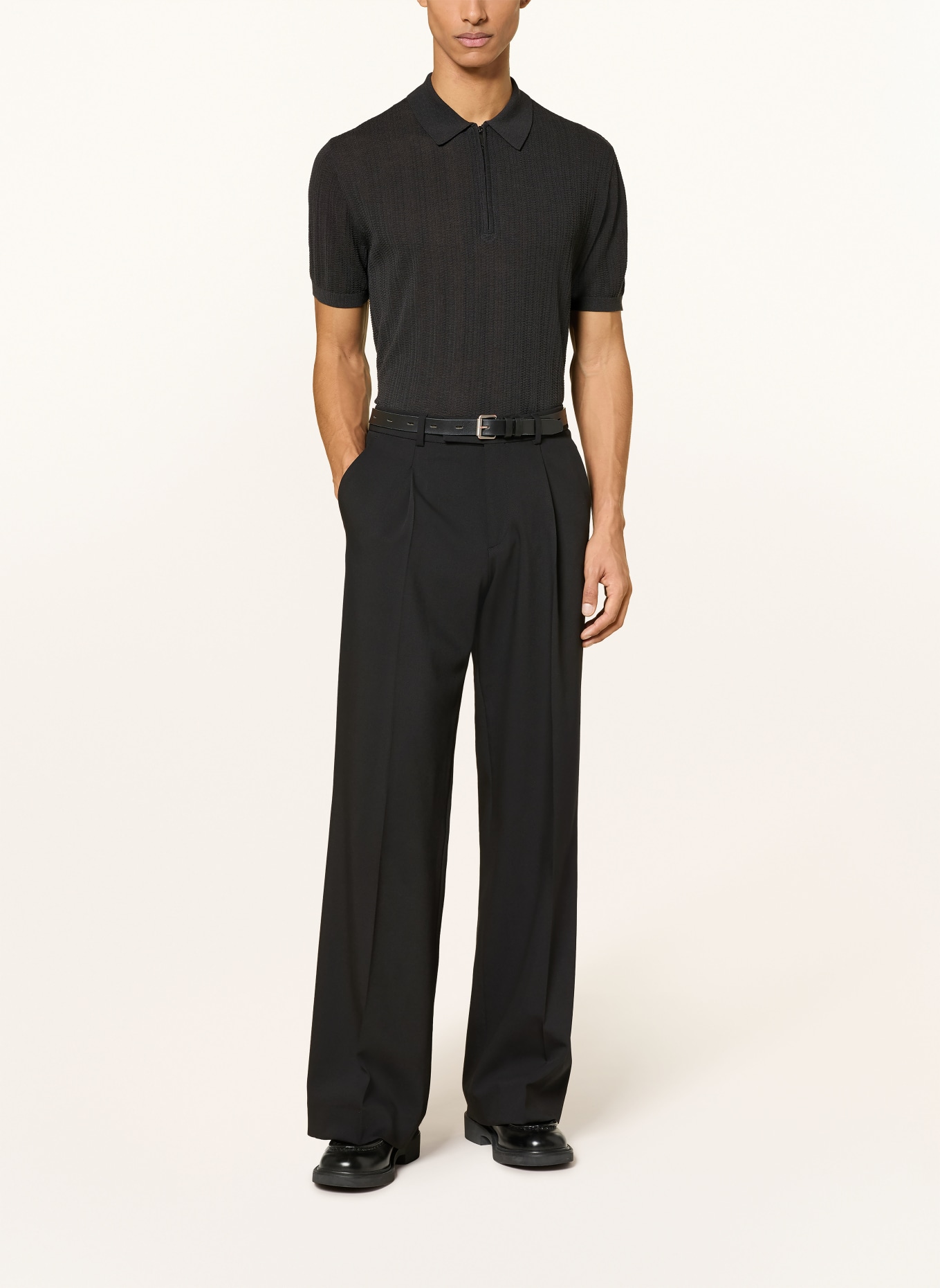 EMPORIO ARMANI Strick-Poloshirt: DUNKELGRAU