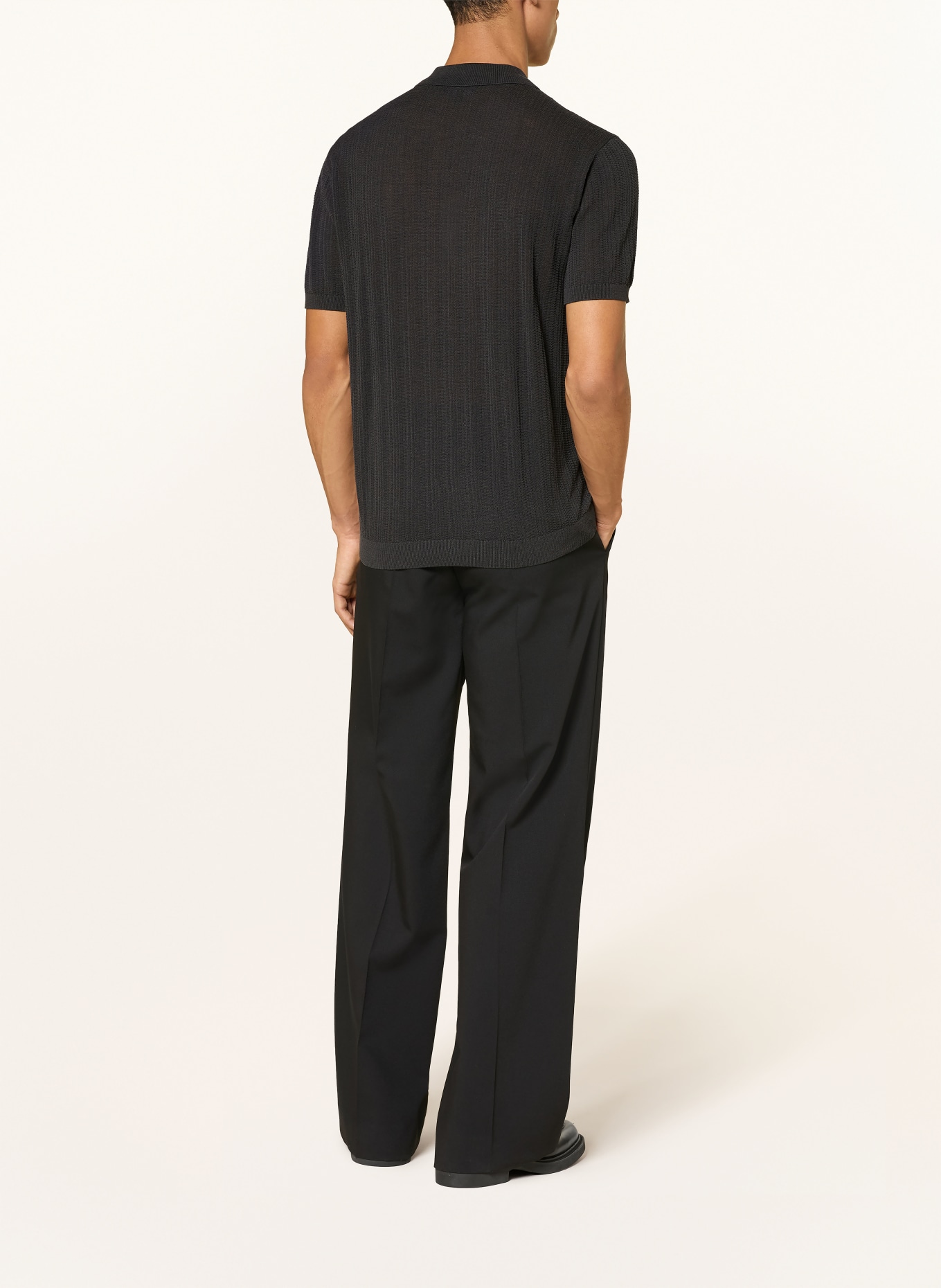 EMPORIO ARMANI Strick-Poloshirt: DUNKELGRAU