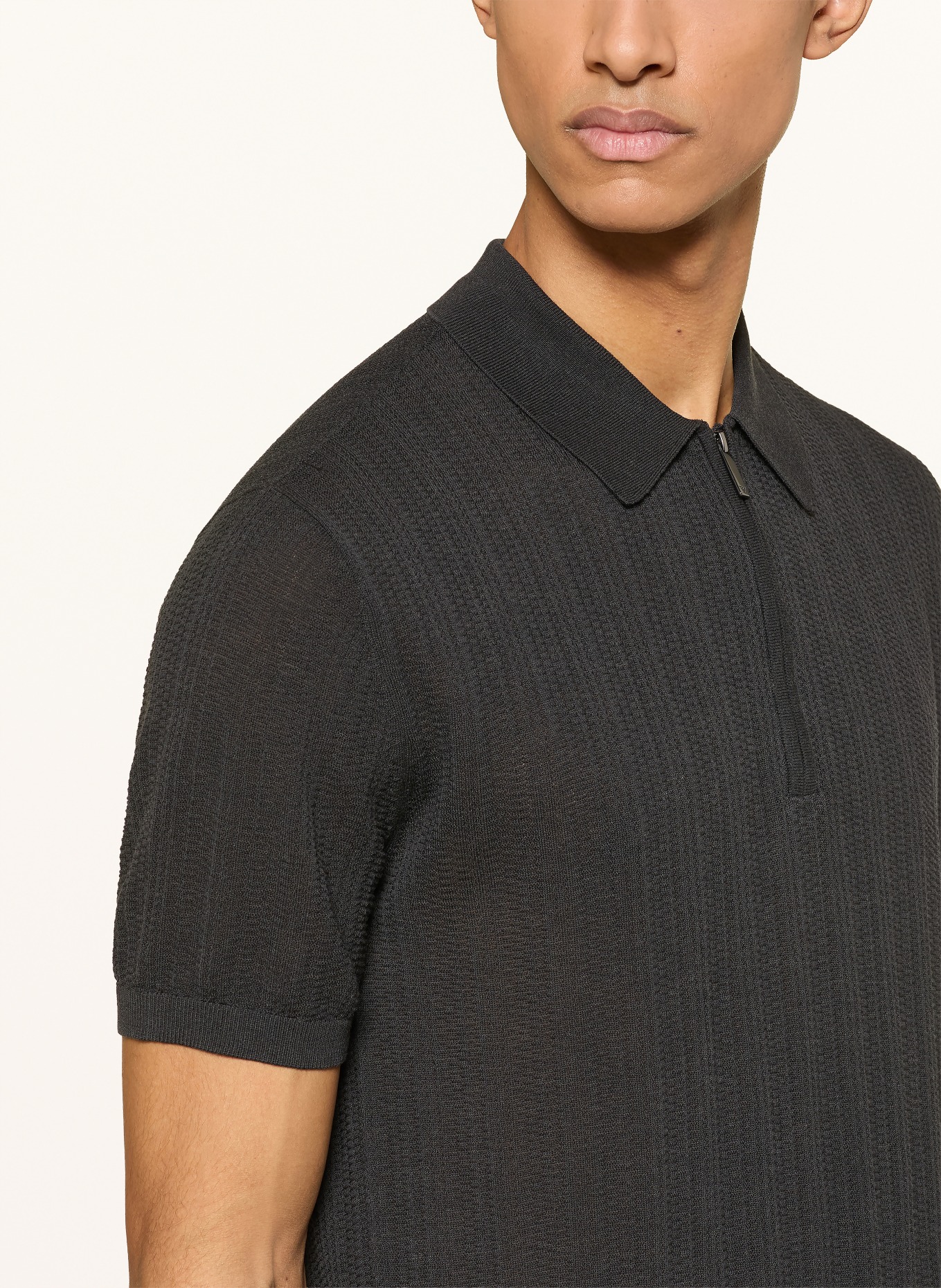 EMPORIO ARMANI Strick-Poloshirt: DUNKELGRAU