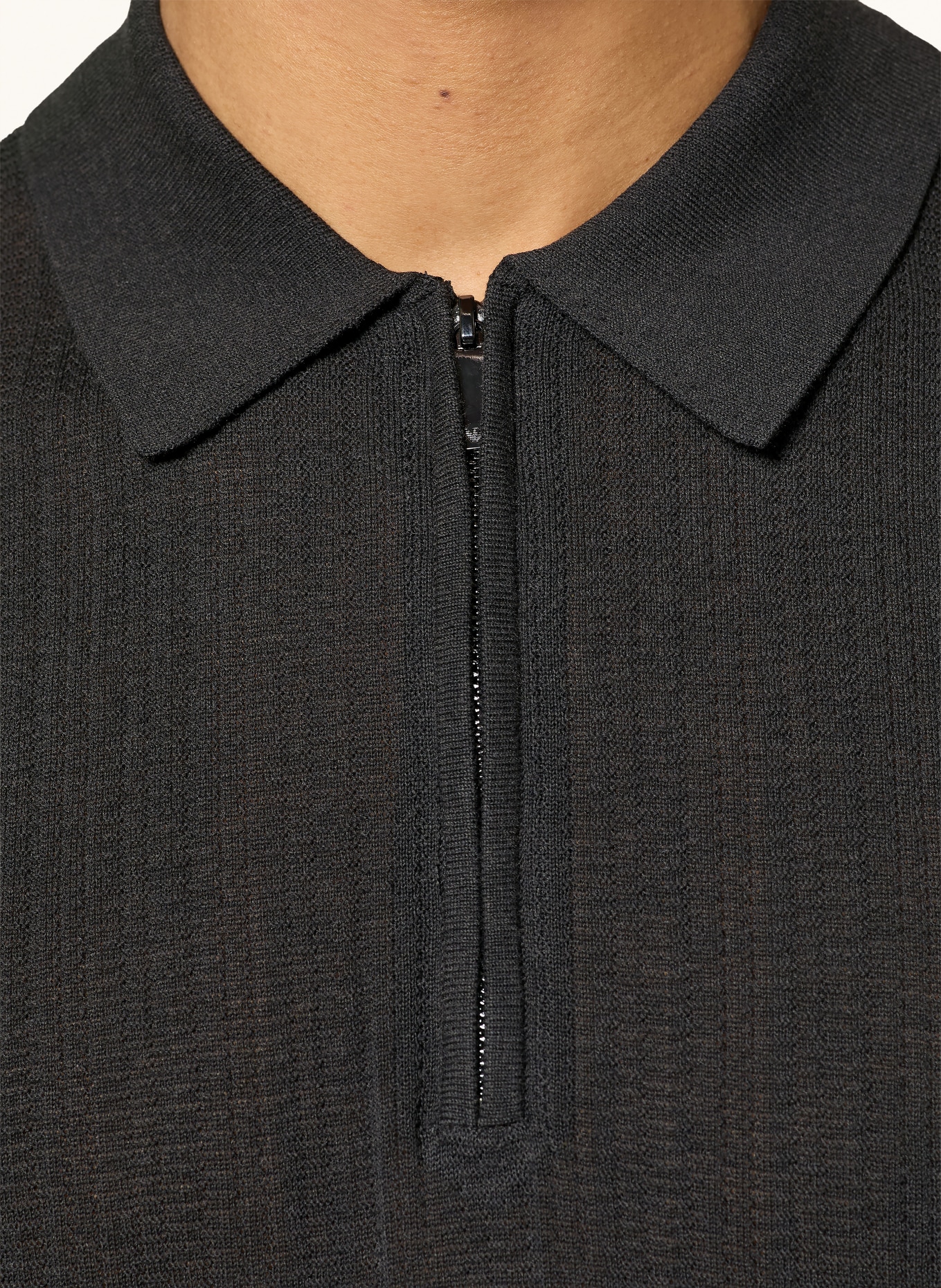 EMPORIO ARMANI Strick-Poloshirt: DUNKELGRAU