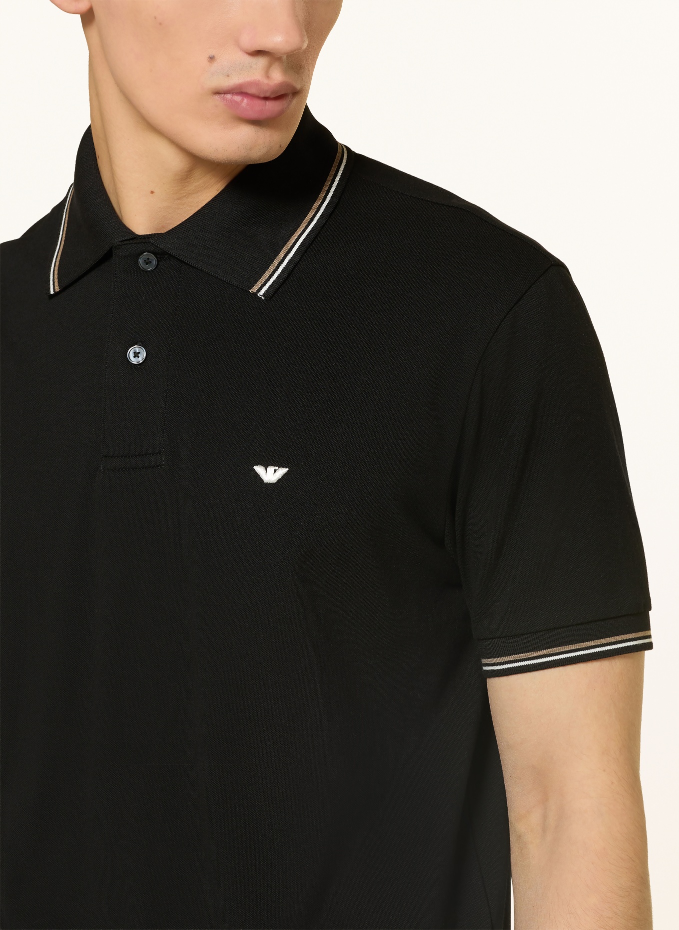 EMPORIO ARMANI Piqué-Poloshirt: SCHWARZ