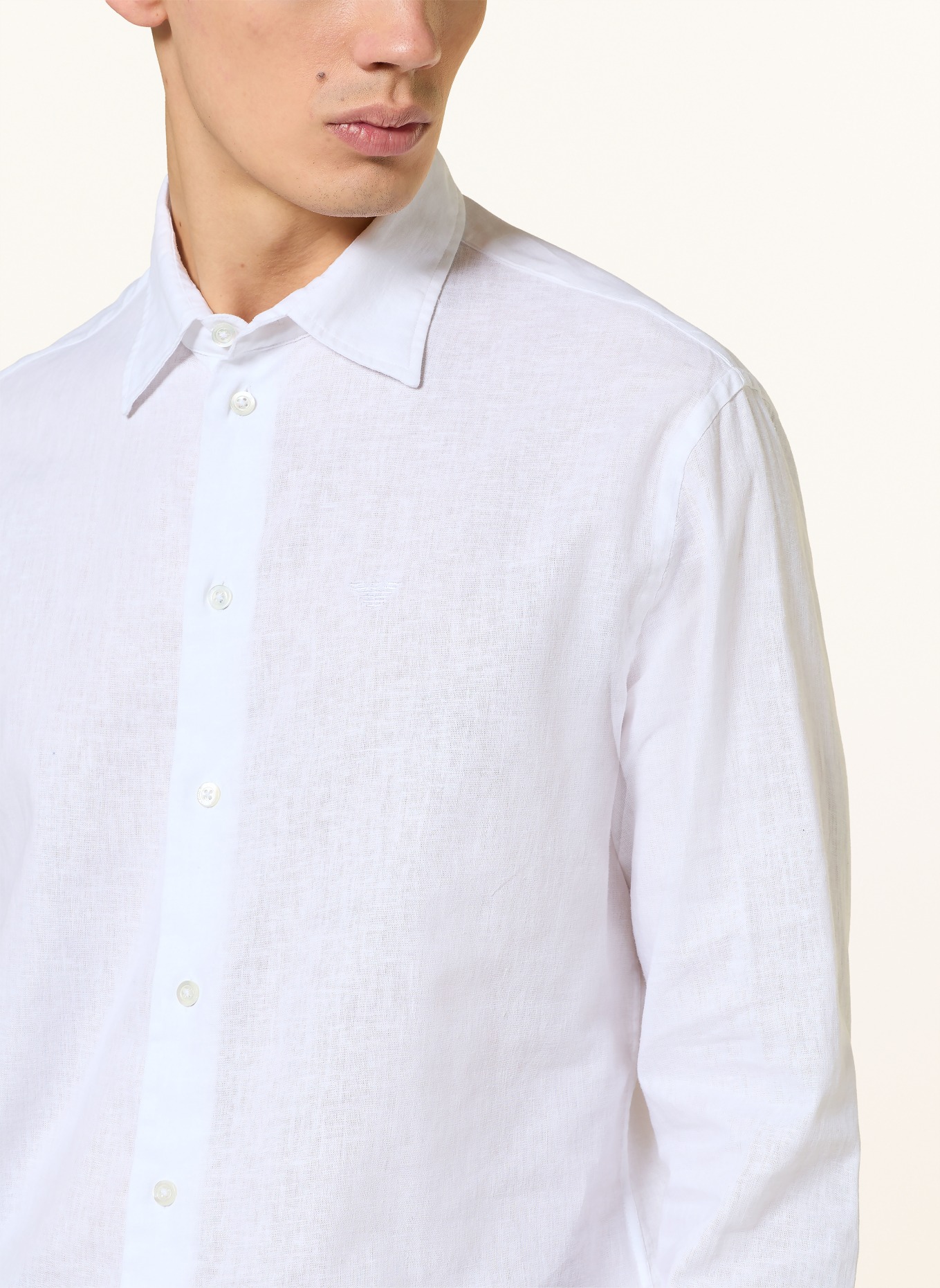 EMPORIO ARMANI Hemd Comfort Fit mit Leinen: WEISS