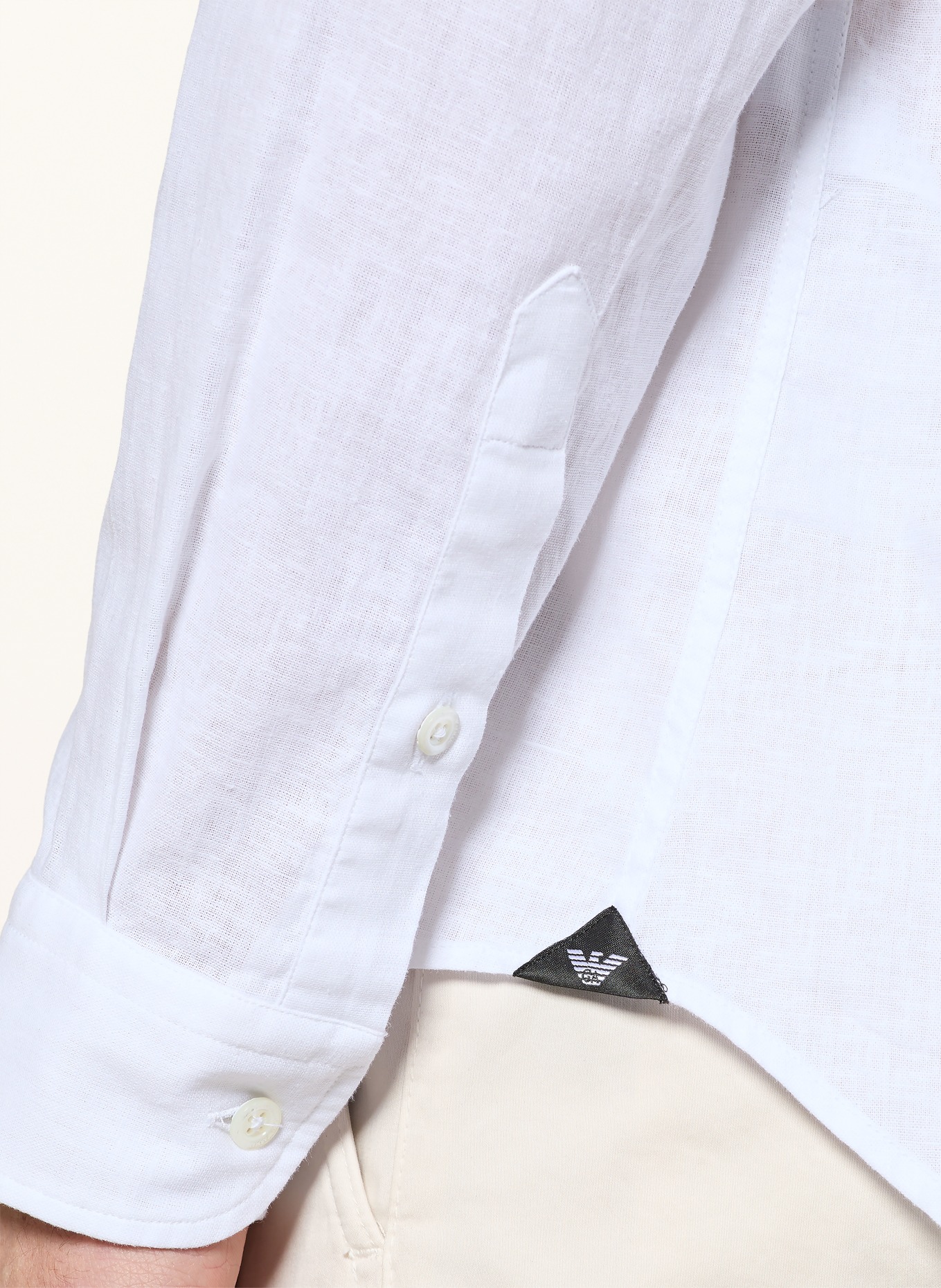 EMPORIO ARMANI Hemd Comfort Fit mit Leinen: WEISS