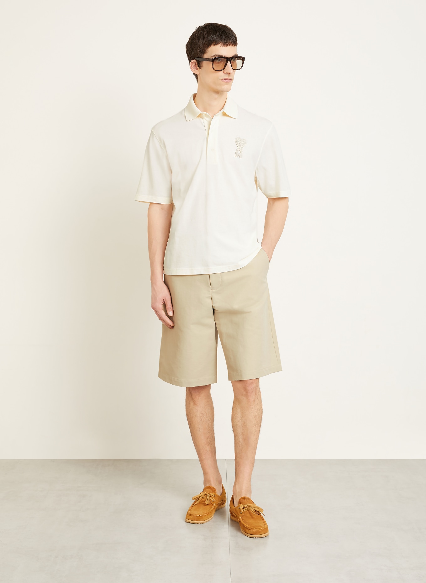 AMI PARIS Piqué-Poloshirt: CREME