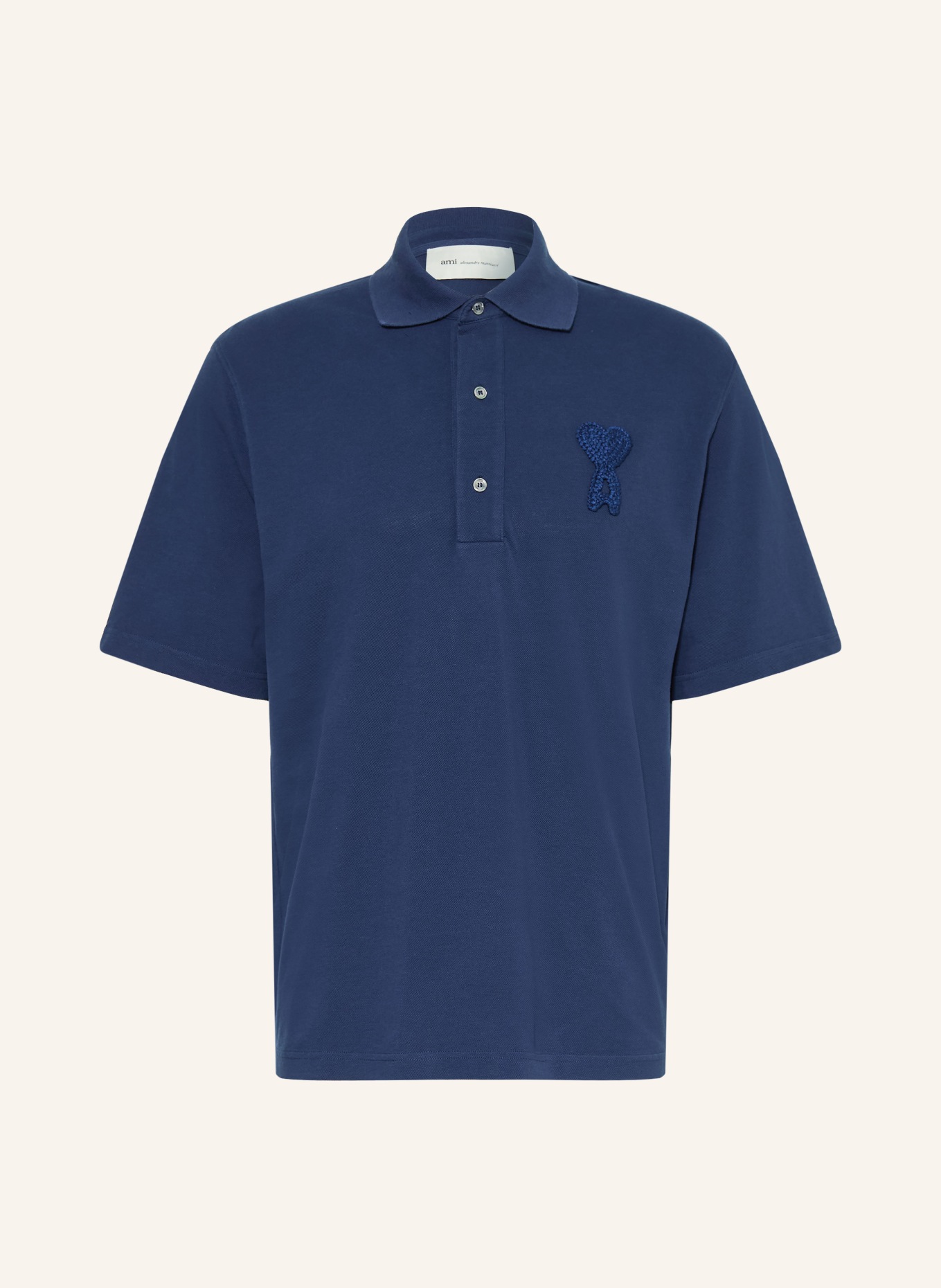 AMI PARIS piqué polo shirt: DARK BLUE