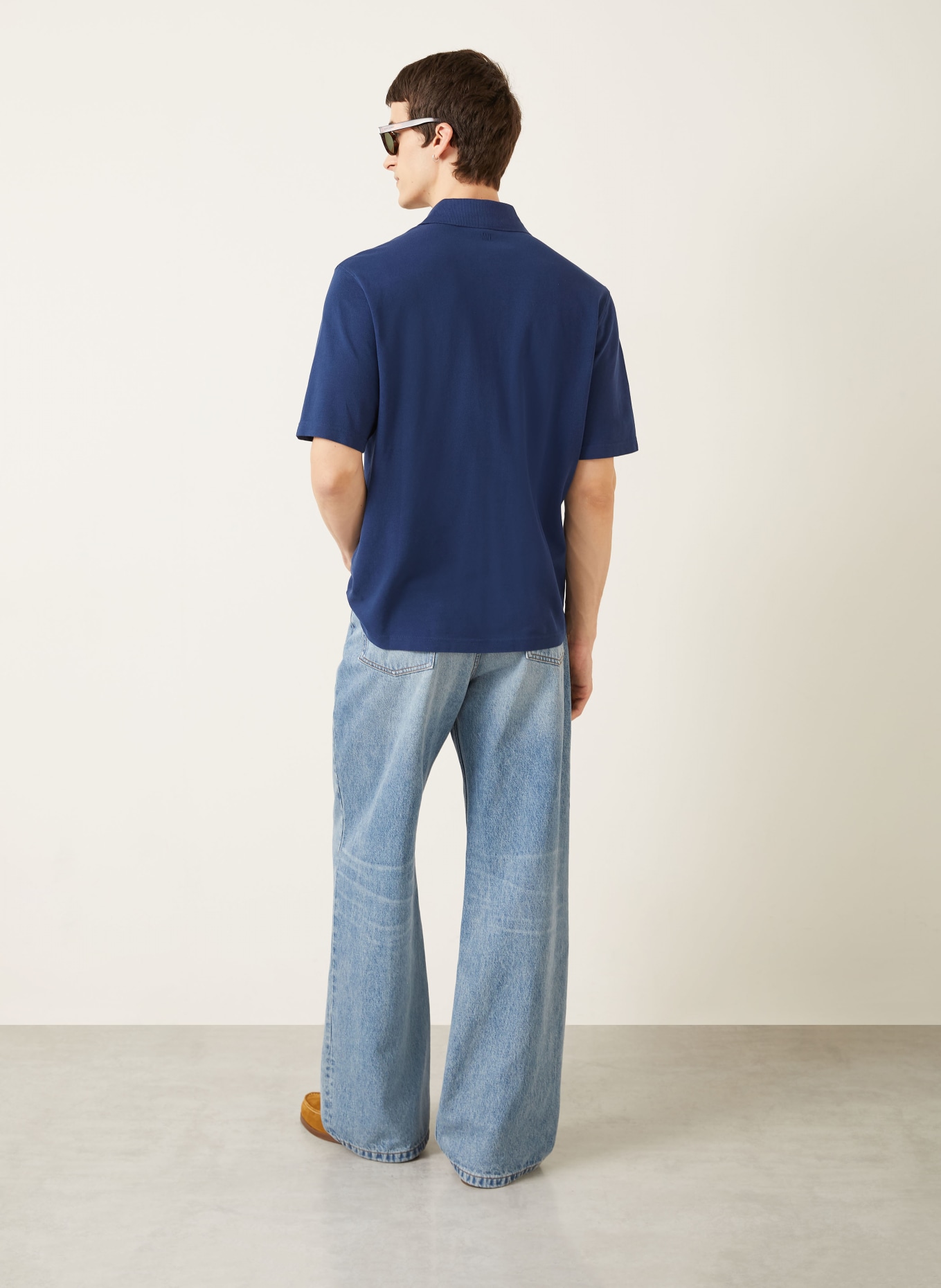 AMI PARIS piqué polo shirt: DARK BLUE