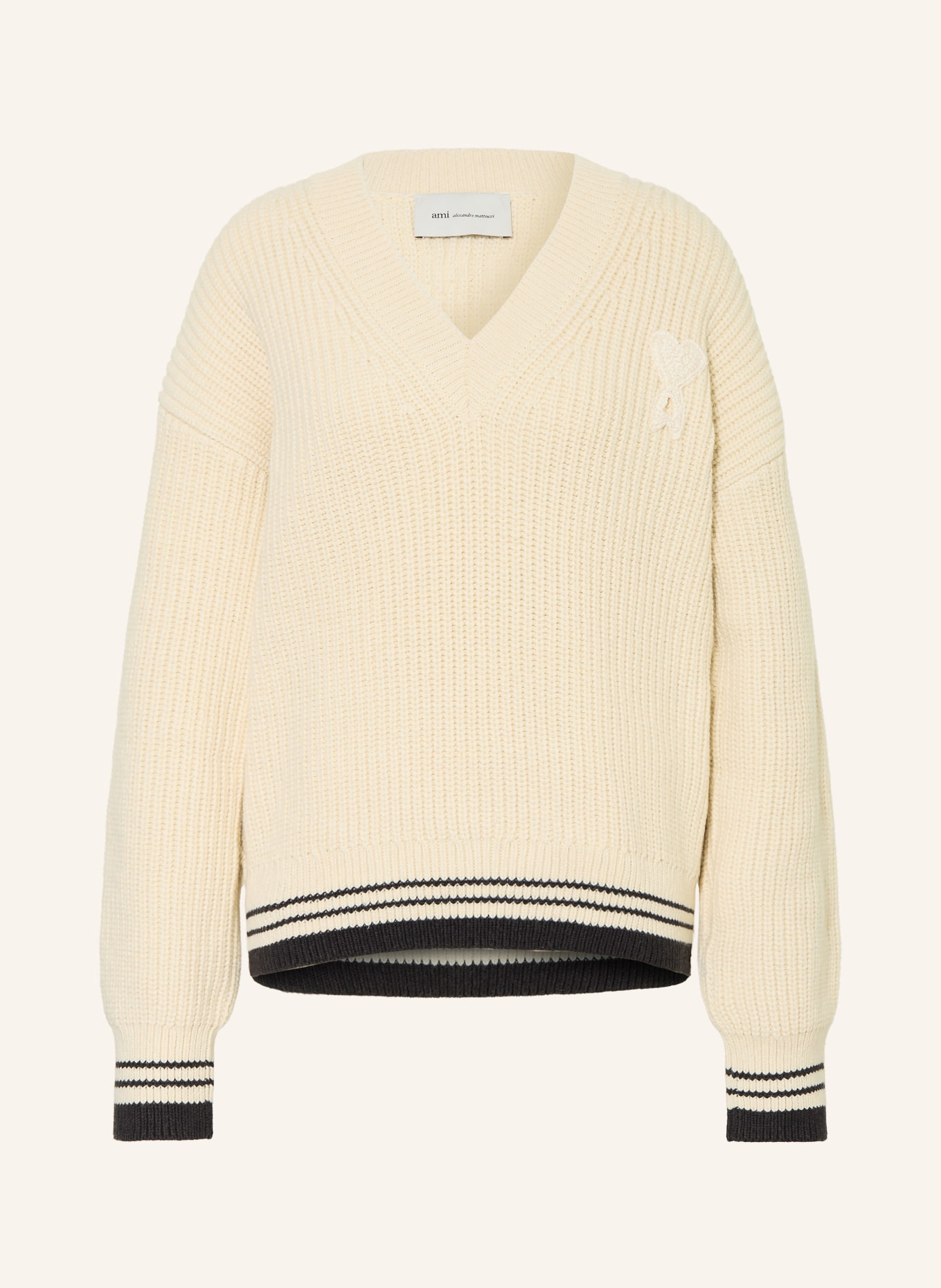 AMI PARIS sweter: KREMOWY / CZARNY