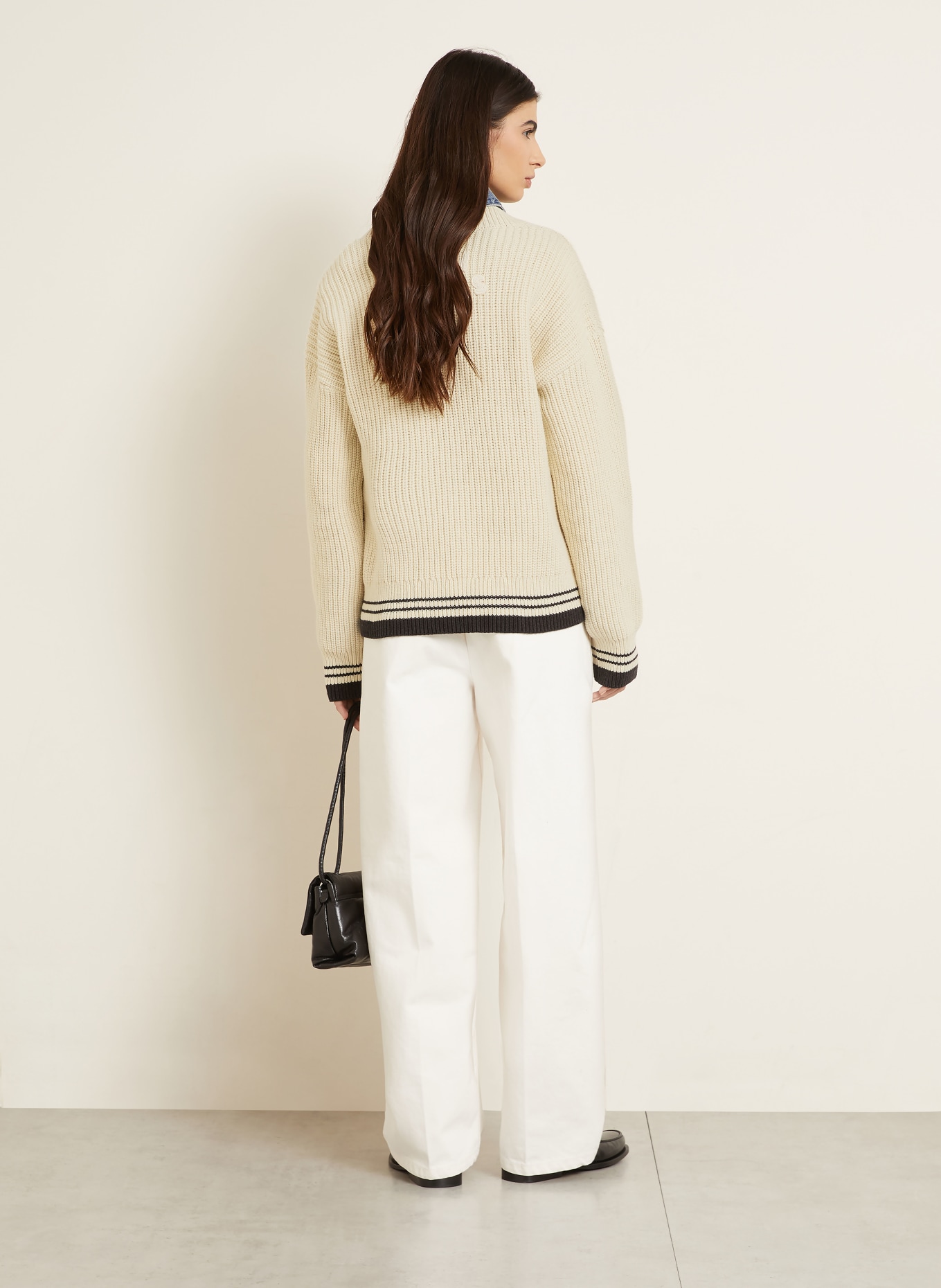 AMI PARIS sweter: KREMOWY / CZARNY