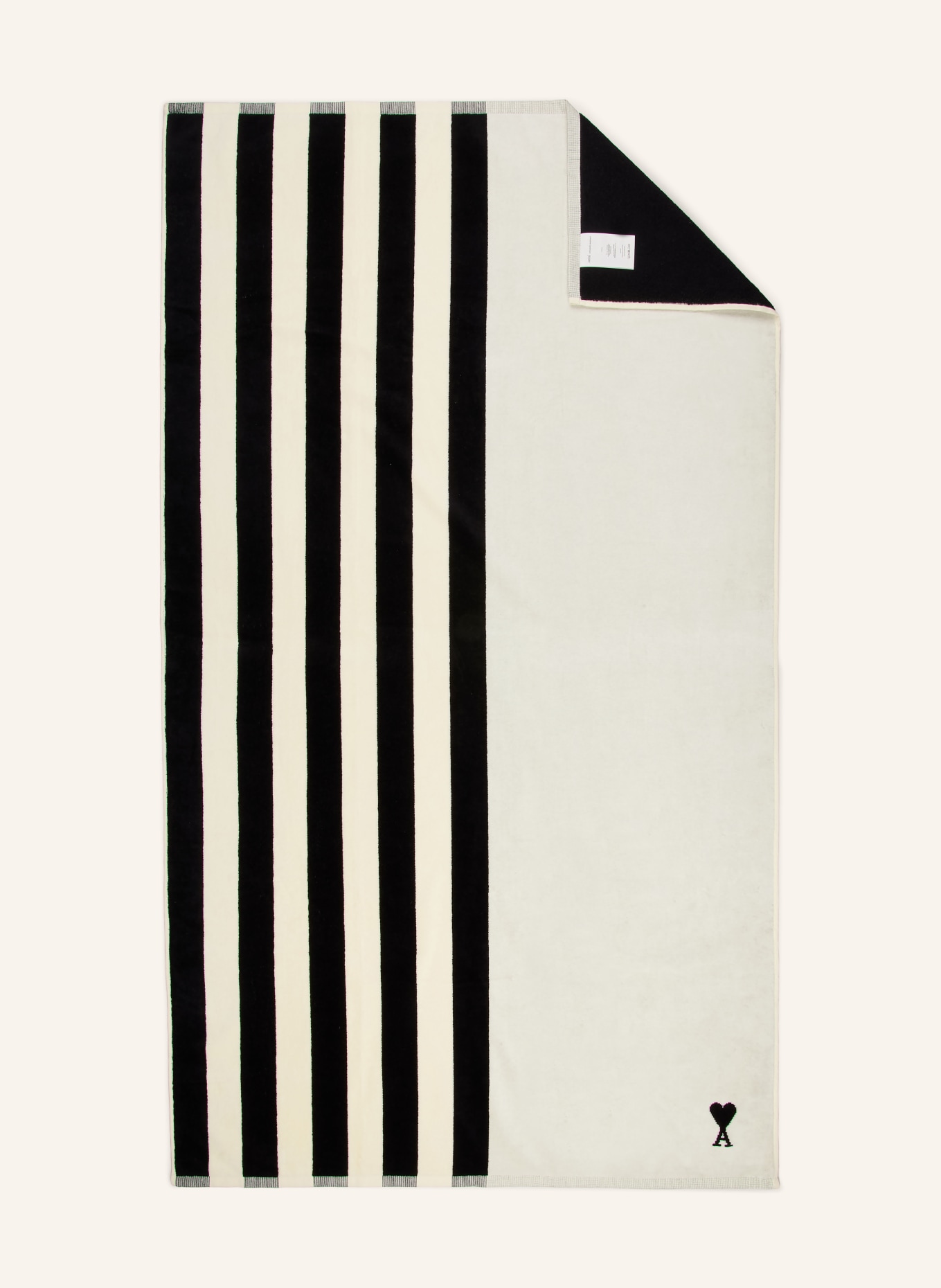 AMI PARIS Strandtuch LITTLE AMI DE COEUR: SCHWARZ / CREME
