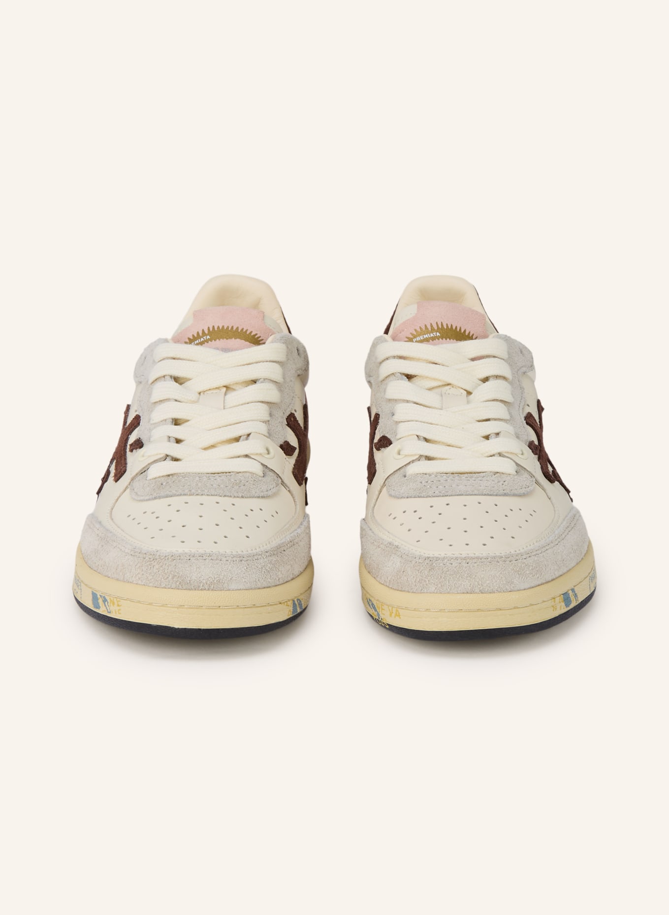 PREMIATA Sneaker BSKTCLAD: ECRU / DUNKELBRAUN / ROSÉ