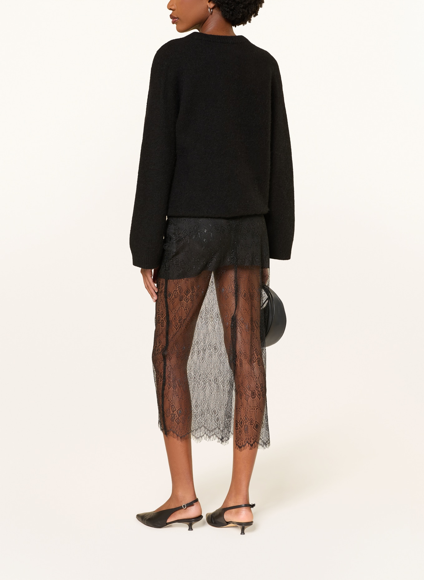 The Frankie Shop Krajková sukně ALROSE s třpytivou nití: ČERNÁ