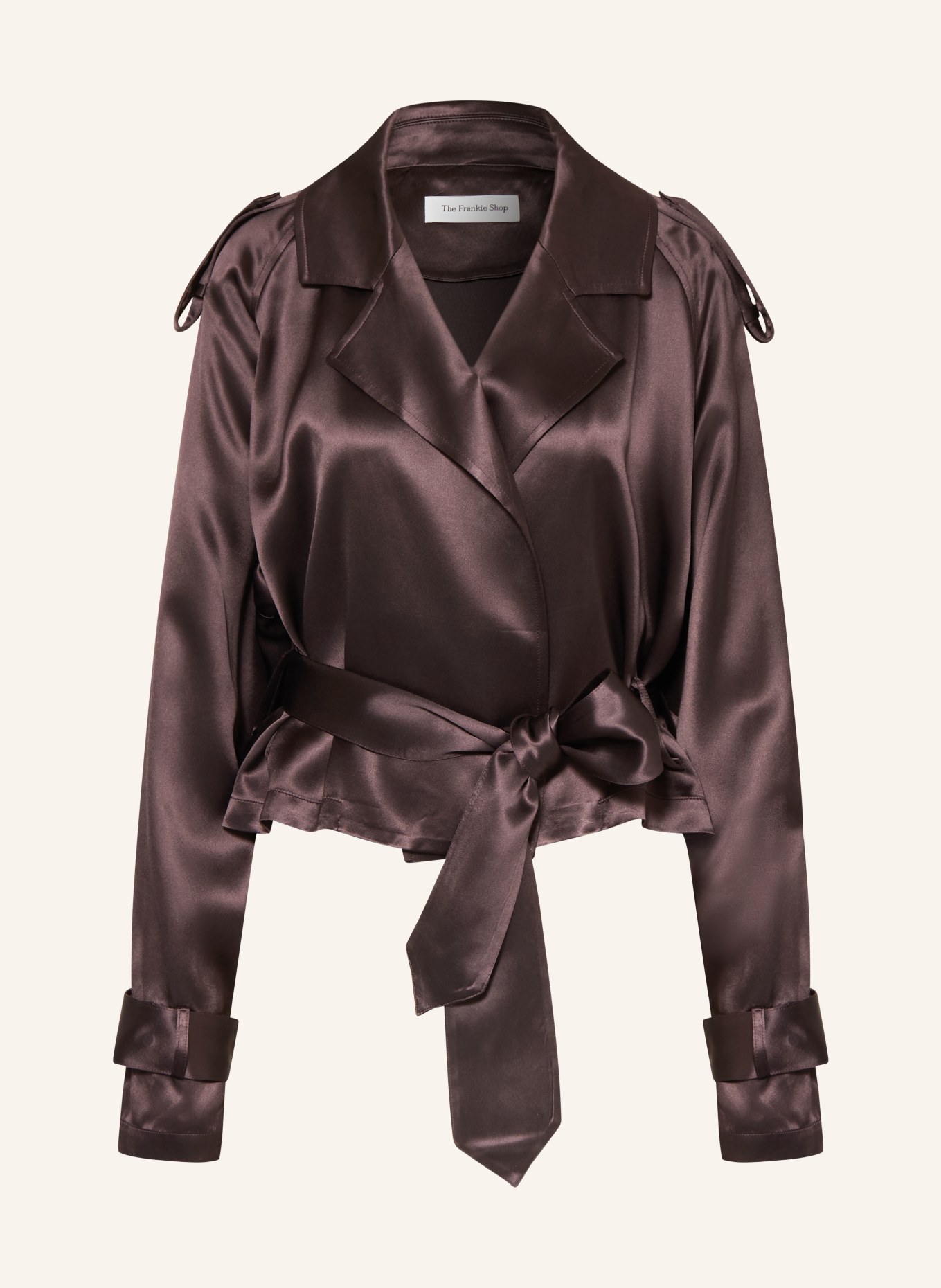 The Frankie Shop Zavinovací halenka SIMONA ze saténu: TMAVĚ HNĚDÁ