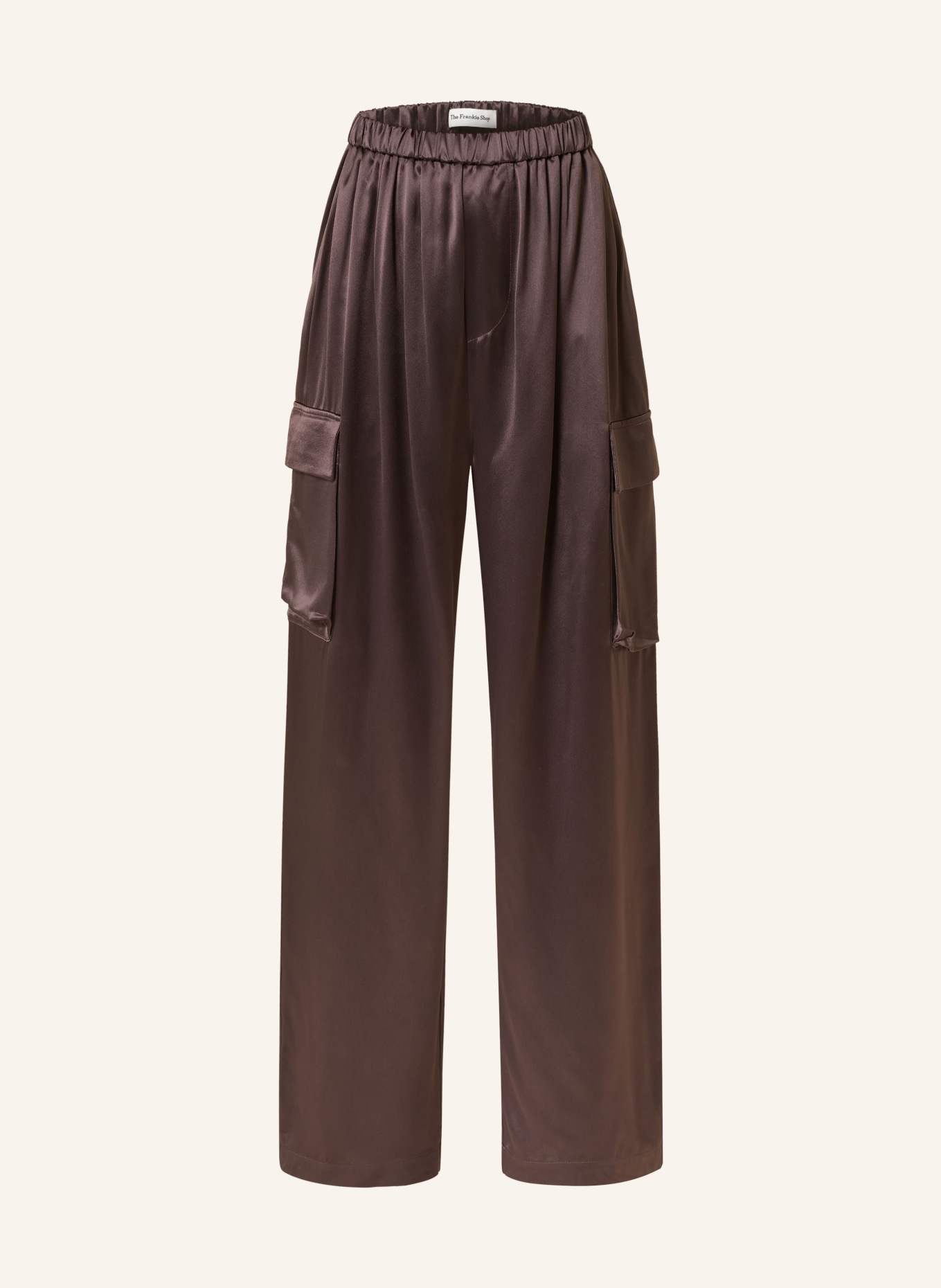 The Frankie Shop Cargové kalhoty DELNY ze saténu: TMAVĚ HNĚDÁ