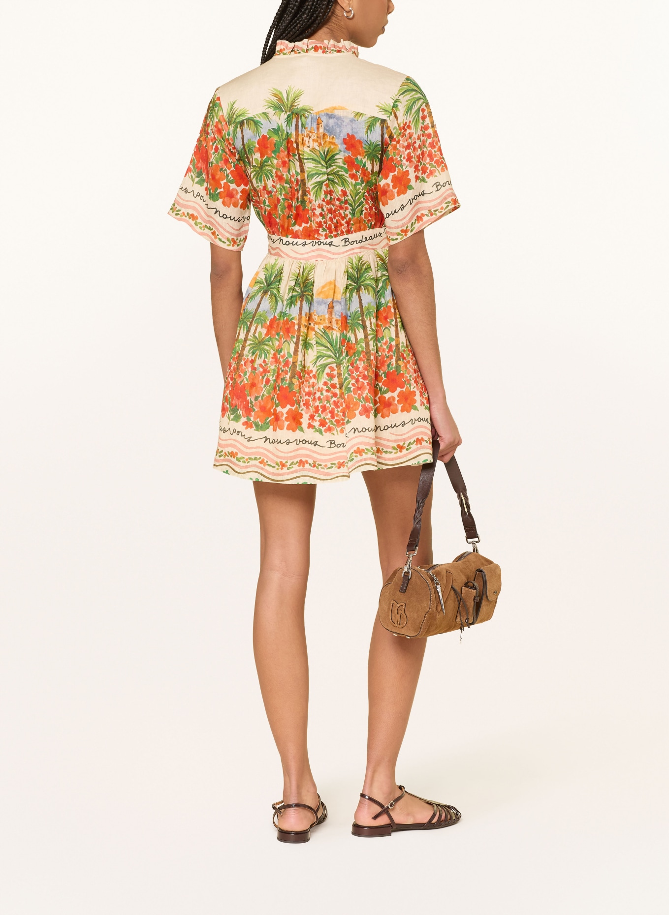 MRS & HUGS Robe en lin RIVIERA: ORANGE / VERT / BLEU