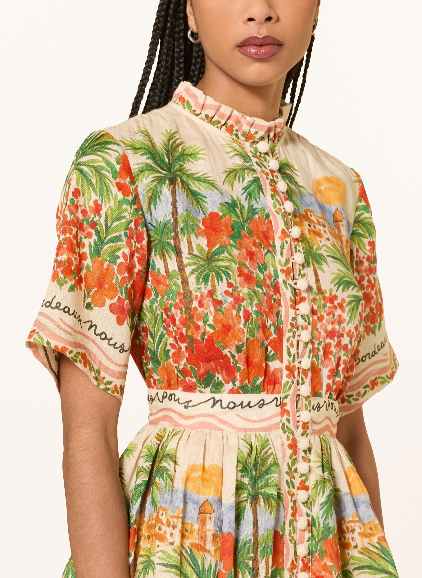 MRS & HUGS Robe en lin RIVIERA: ORANGE / VERT / BLEU