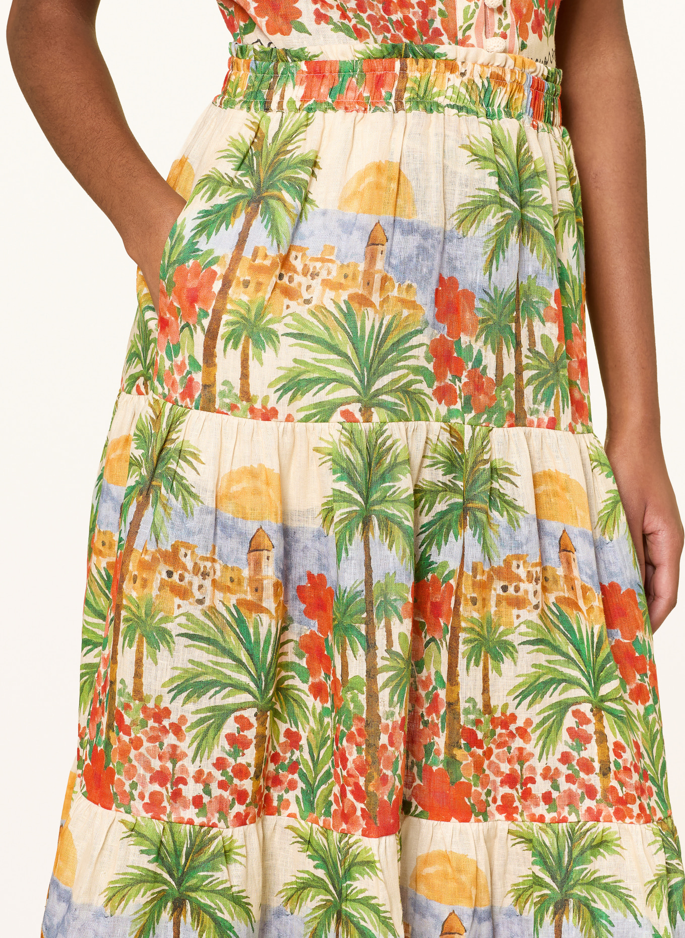 MRS & HUGS plátěná sukně: ZELENÁ / ČERVENÁ / MODRÁ