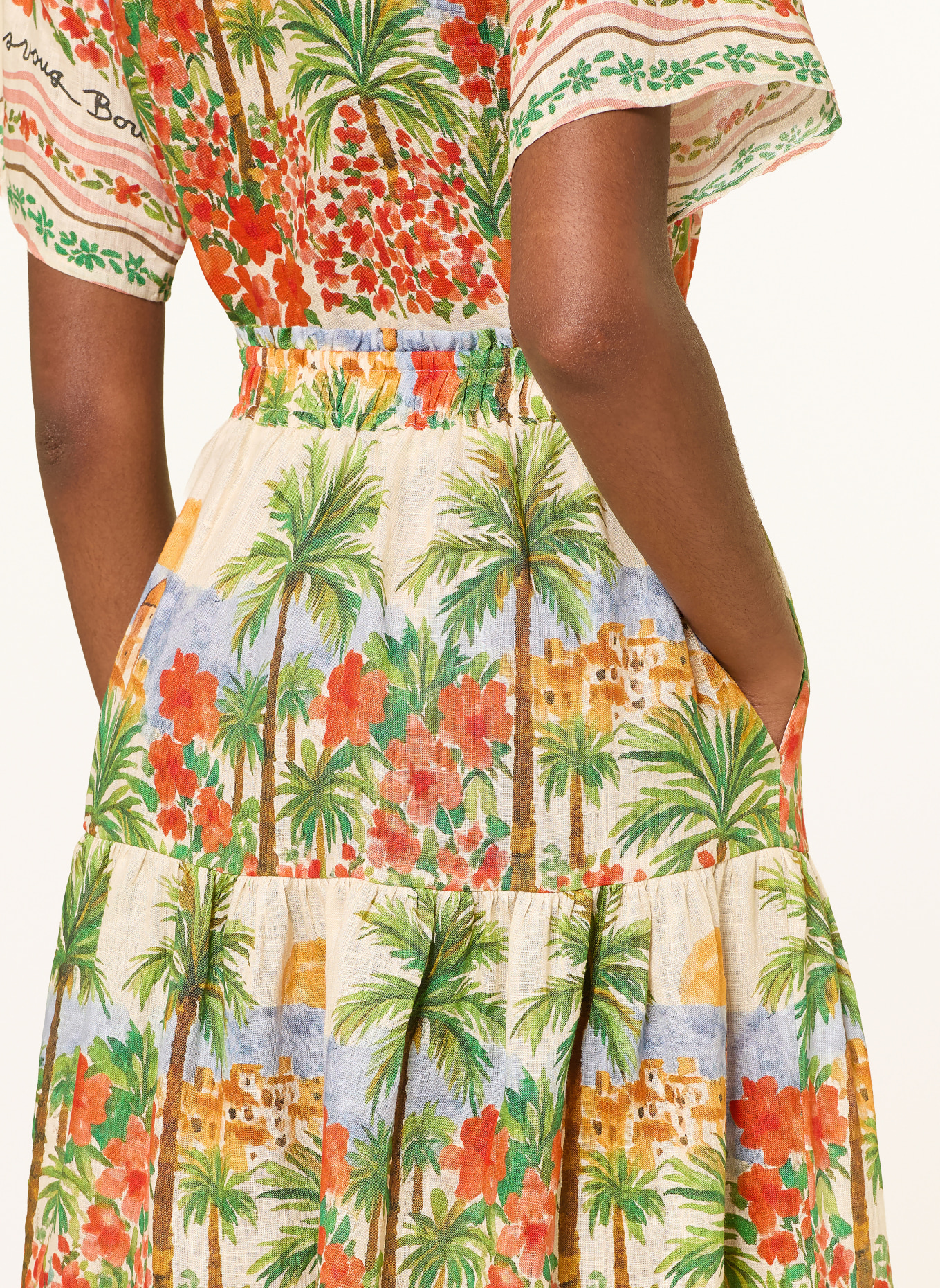 MRS & HUGS plátěná sukně: ZELENÁ / ČERVENÁ / MODRÁ