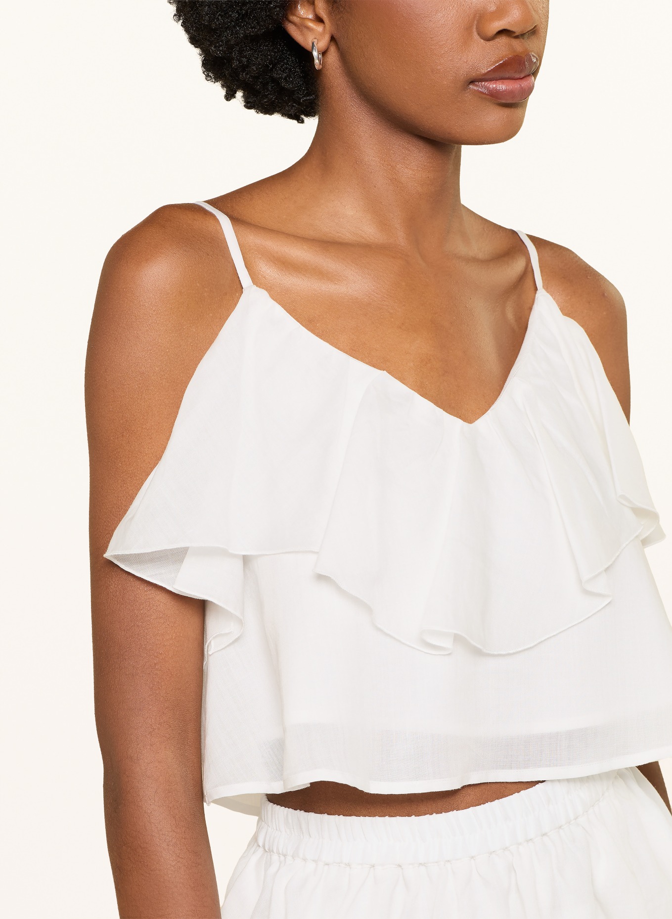 MRS & HUGS Blouse à volants: BLANC