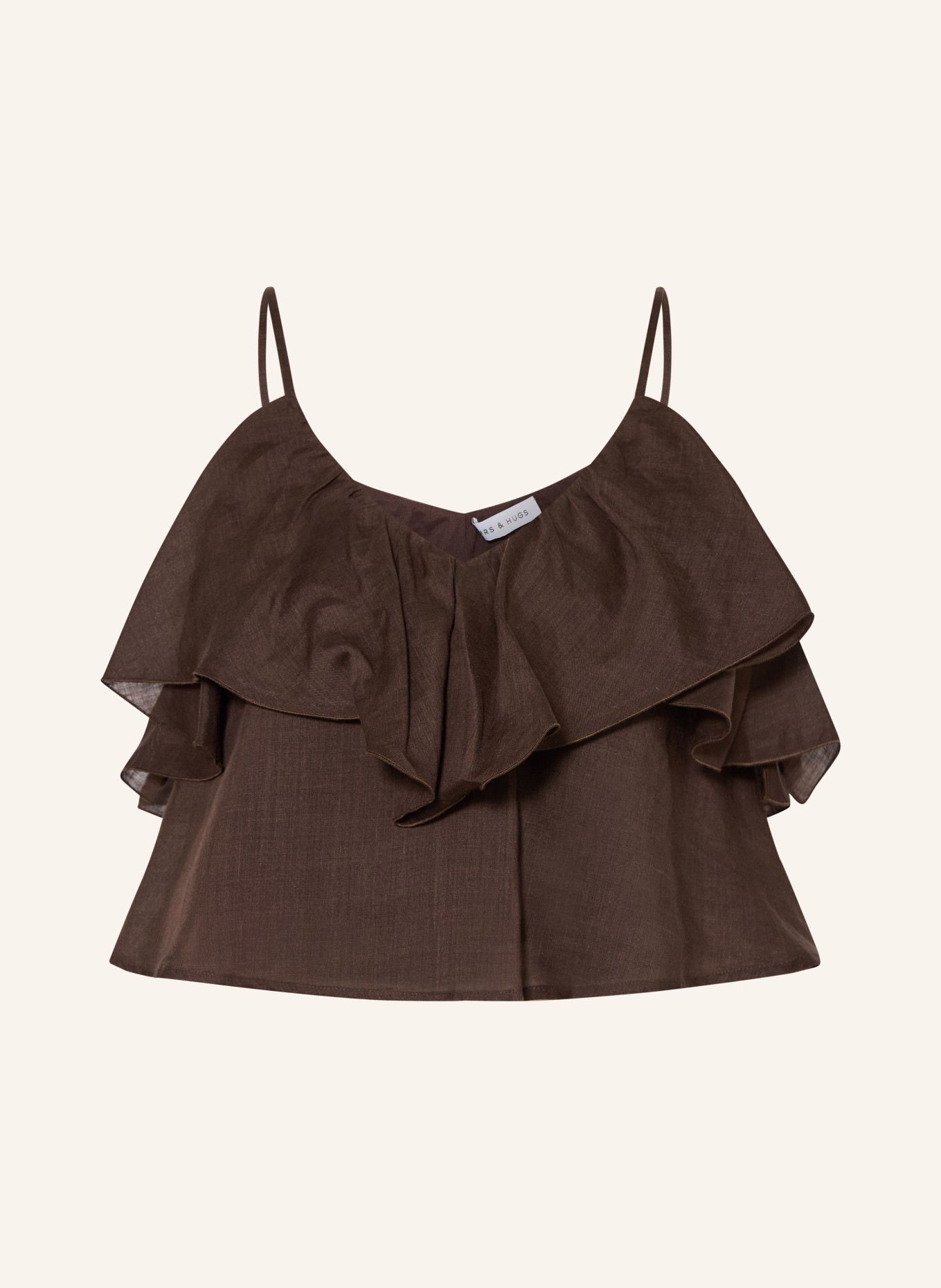 MRS & HUGS Blouse top with flounces: DARK BROWN
