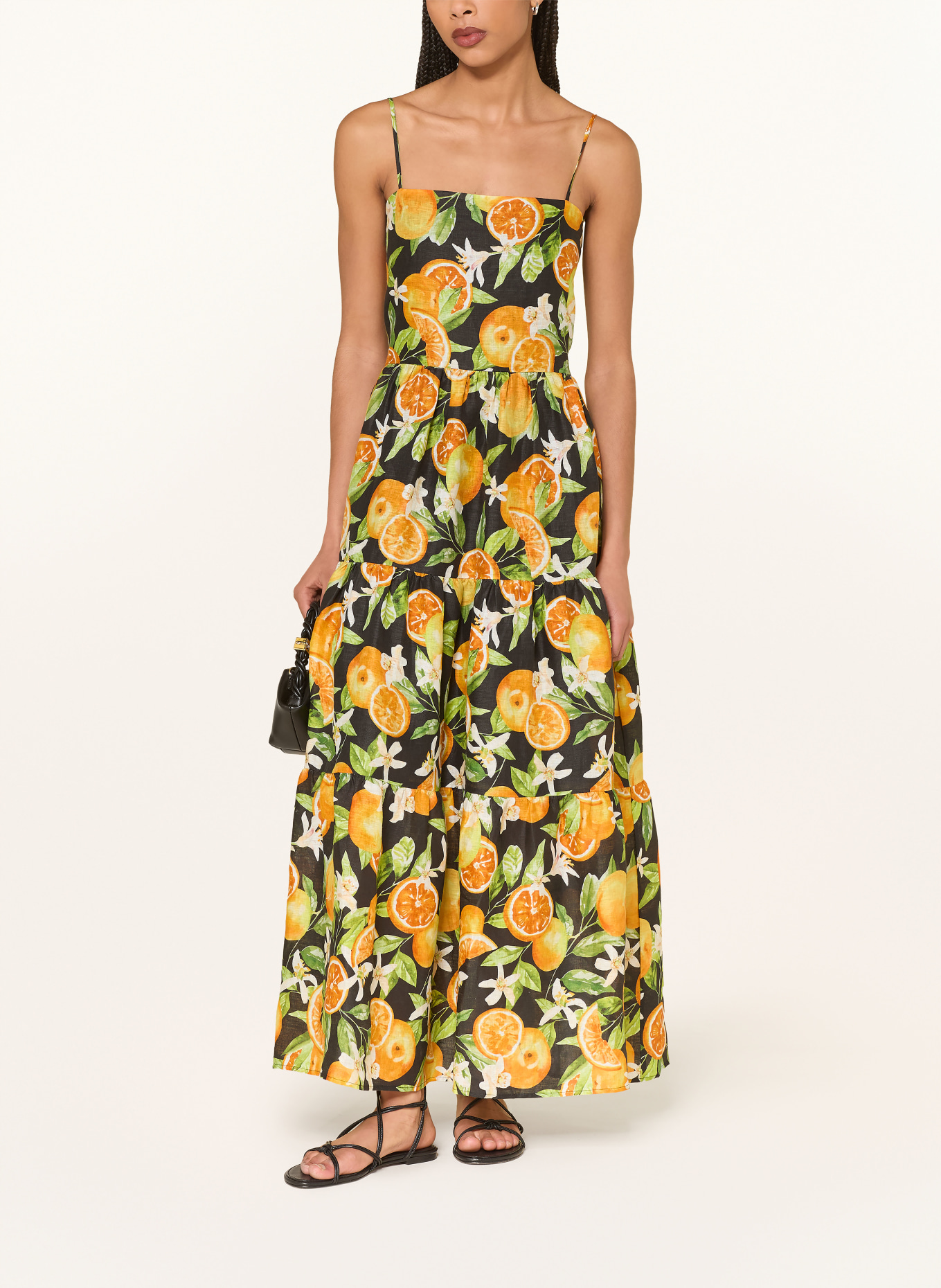 MRS & HUGS robe en lin: ORANGE / VERT / NOIR