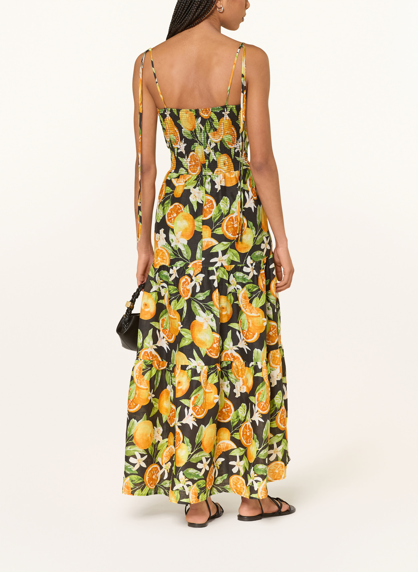 MRS & HUGS robe en lin: ORANGE / VERT / NOIR