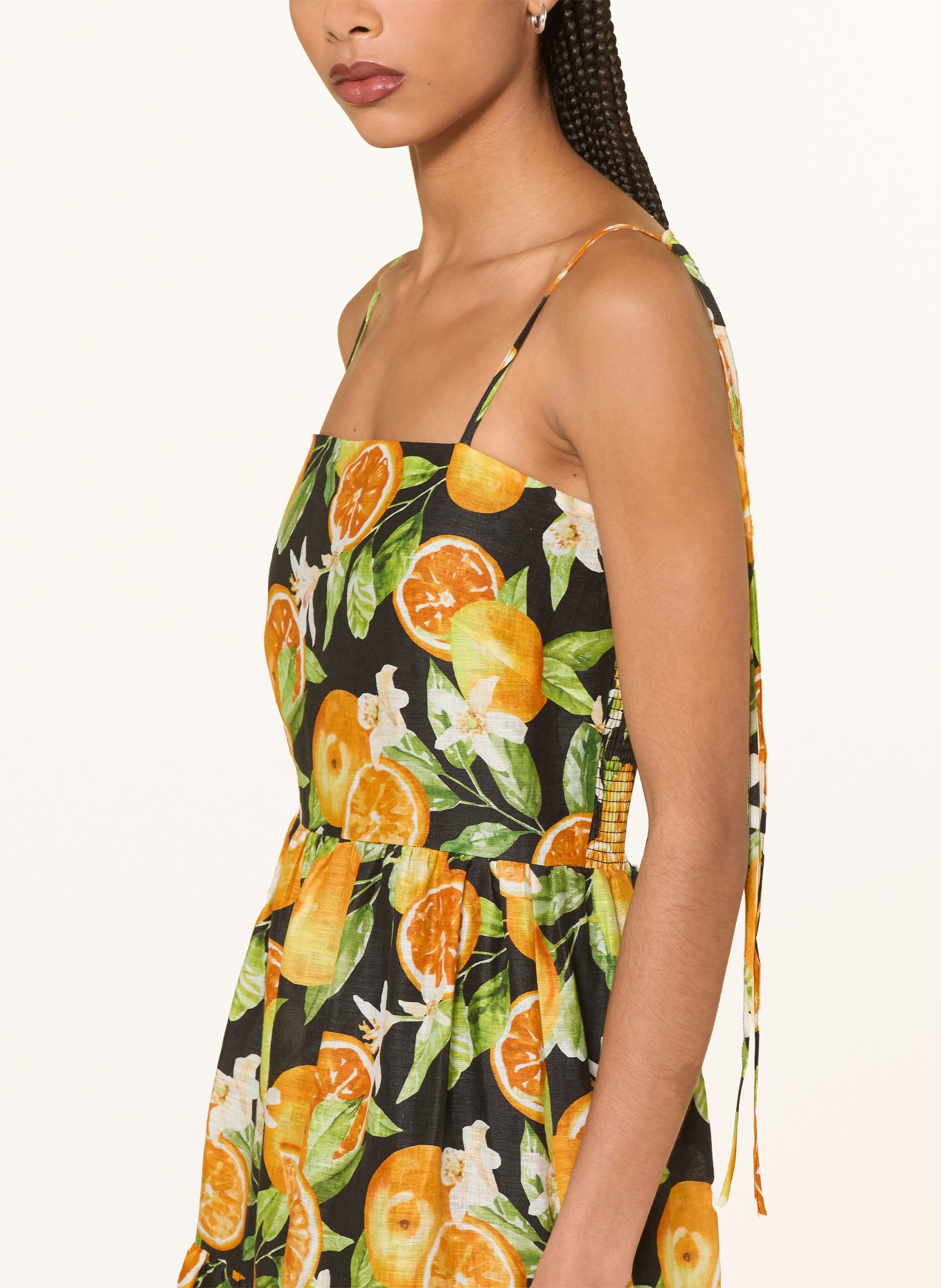 MRS & HUGS robe en lin: ORANGE / VERT / NOIR