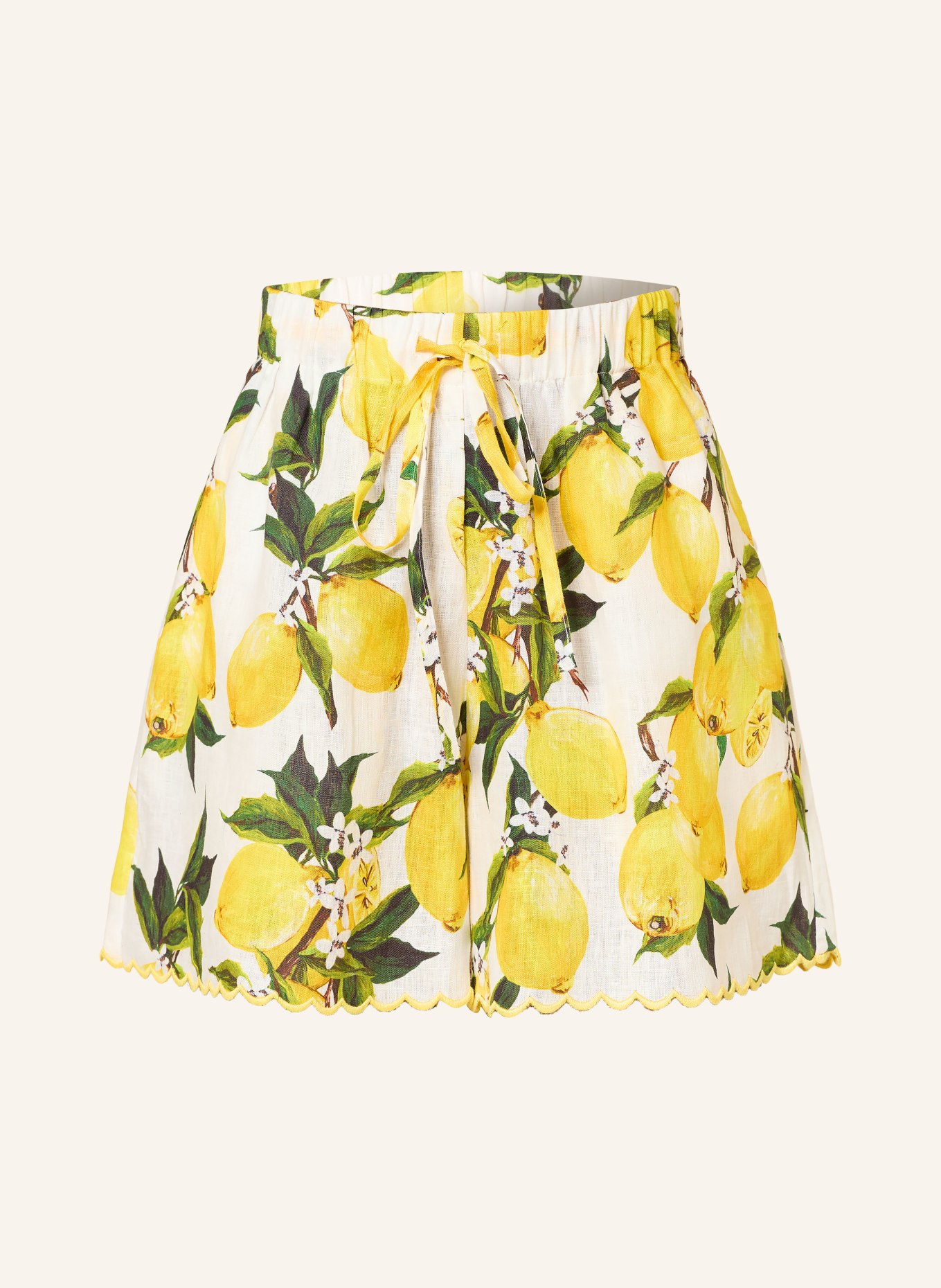 MRS & HUGS short en lin: JAUNE / VERT / BLANC