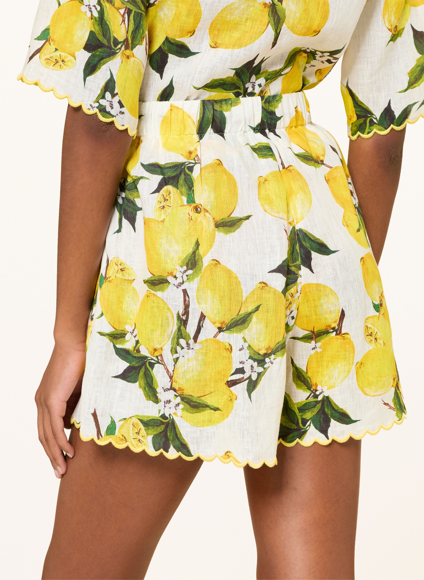 MRS & HUGS short en lin: JAUNE / VERT / BLANC