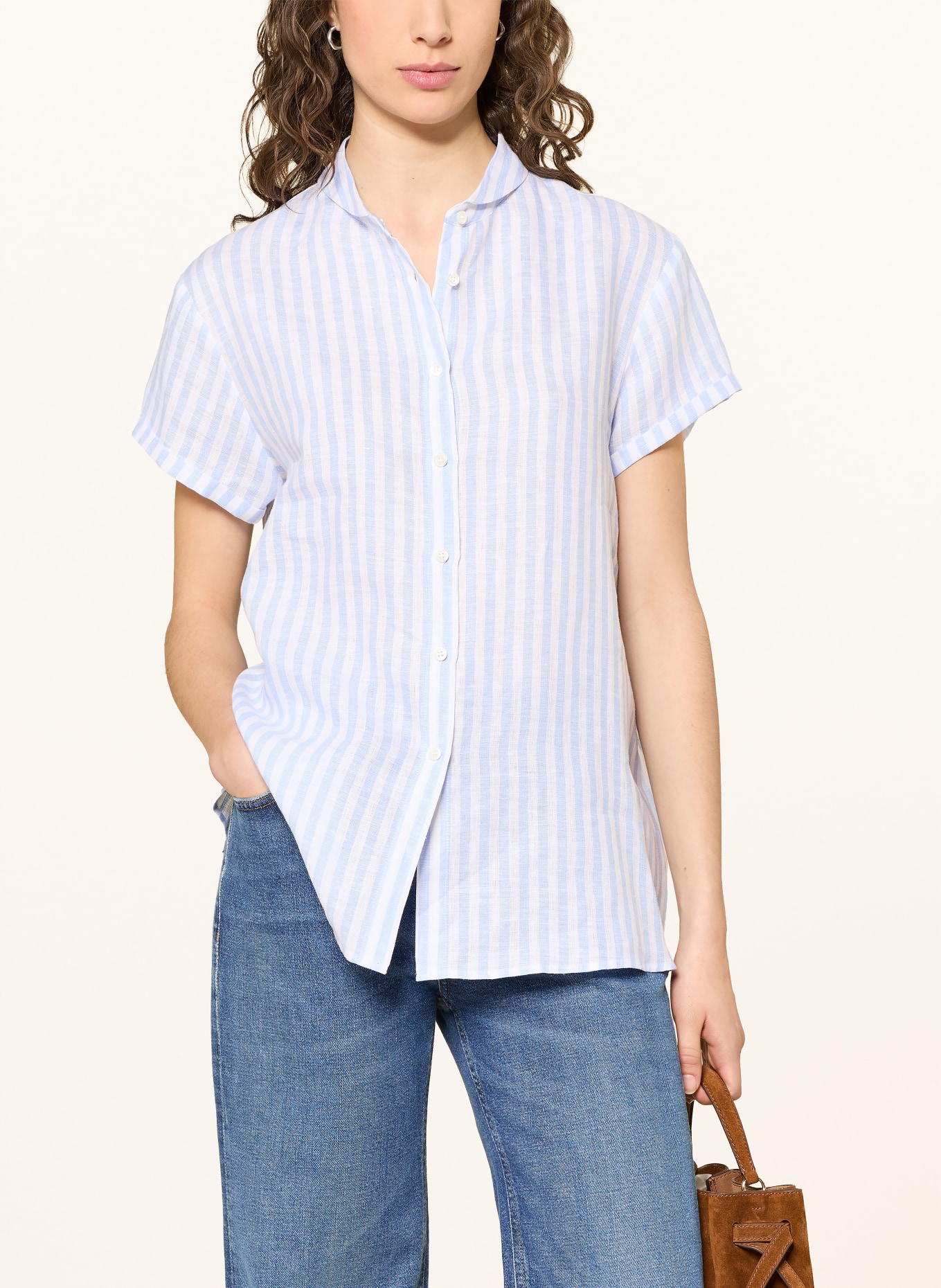 ROBERT FRIEDMAN linen blouse: WHITE / LIGHT BLUE
