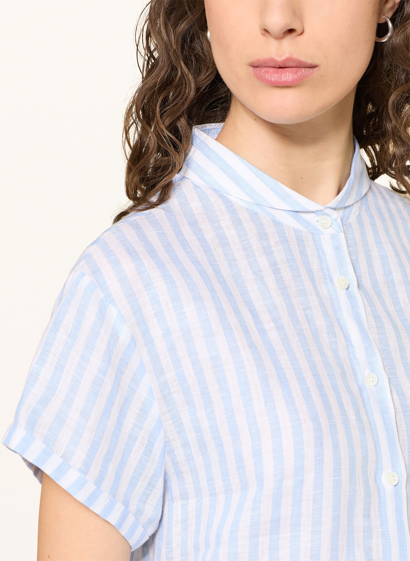 ROBERT FRIEDMAN linen blouse: WHITE / LIGHT BLUE