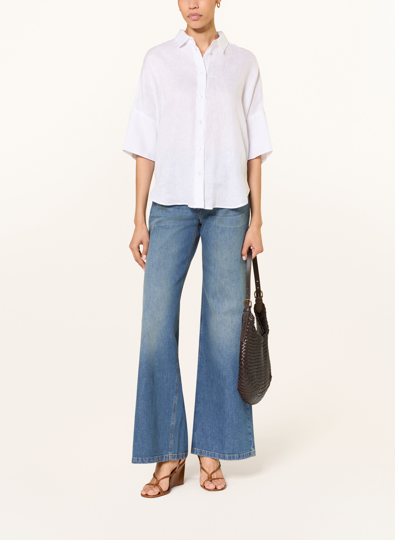 ROBERT FRIEDMAN Lněná košile s 3/4 rukávy: BÍLÁ