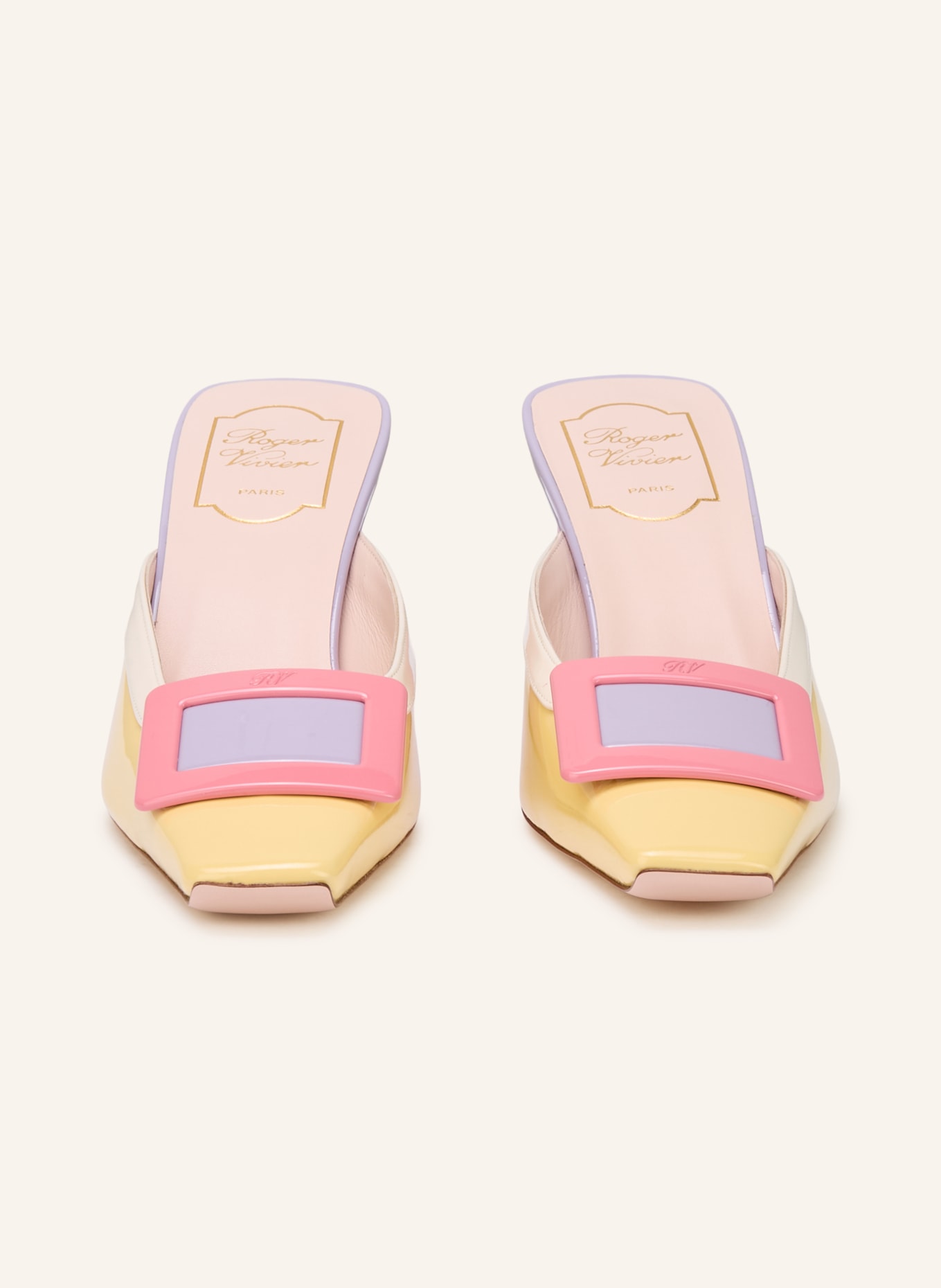 Roger Vivier Lack-Wedges BELLE VIVIER: GELB / ROSA / HELLLILA