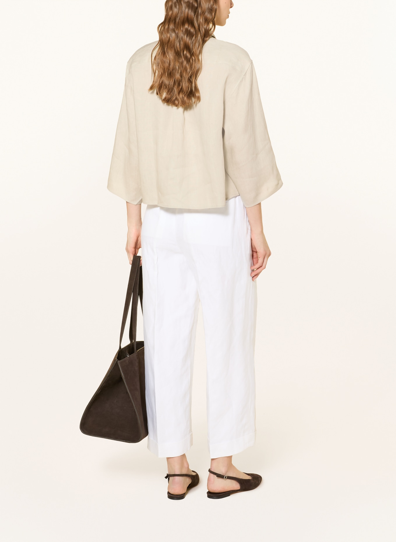 TIGER OF SWEDEN CORINS linen shirt blouse with 3/4 sleeves: KHAKI