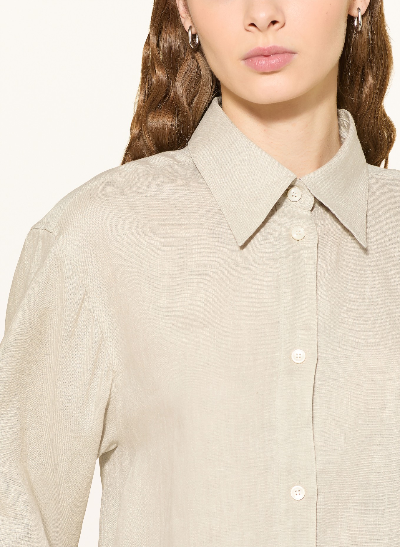 TIGER OF SWEDEN CORINS linen shirt blouse with 3/4 sleeves: KHAKI