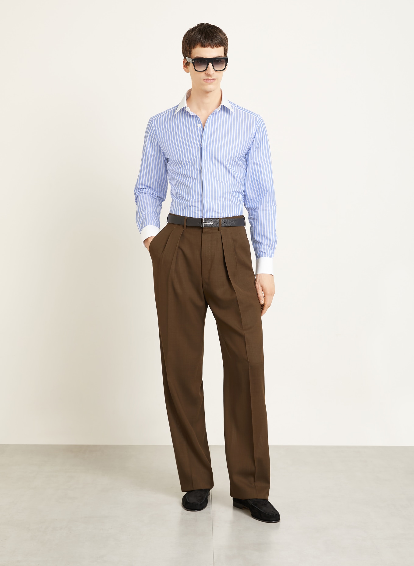 TOM FORD Chemise Slim Fit: BLEU CLAIR / BLANC