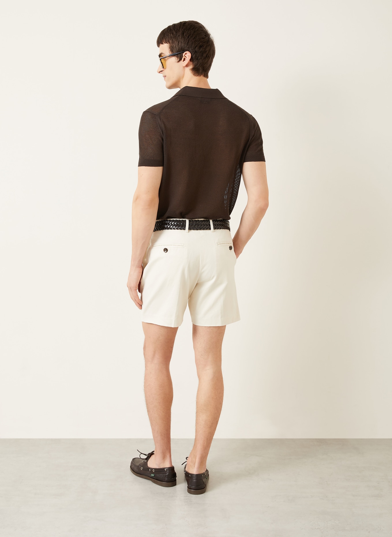 TOM FORD Knitted polo shirt with silk: DARK BROWN