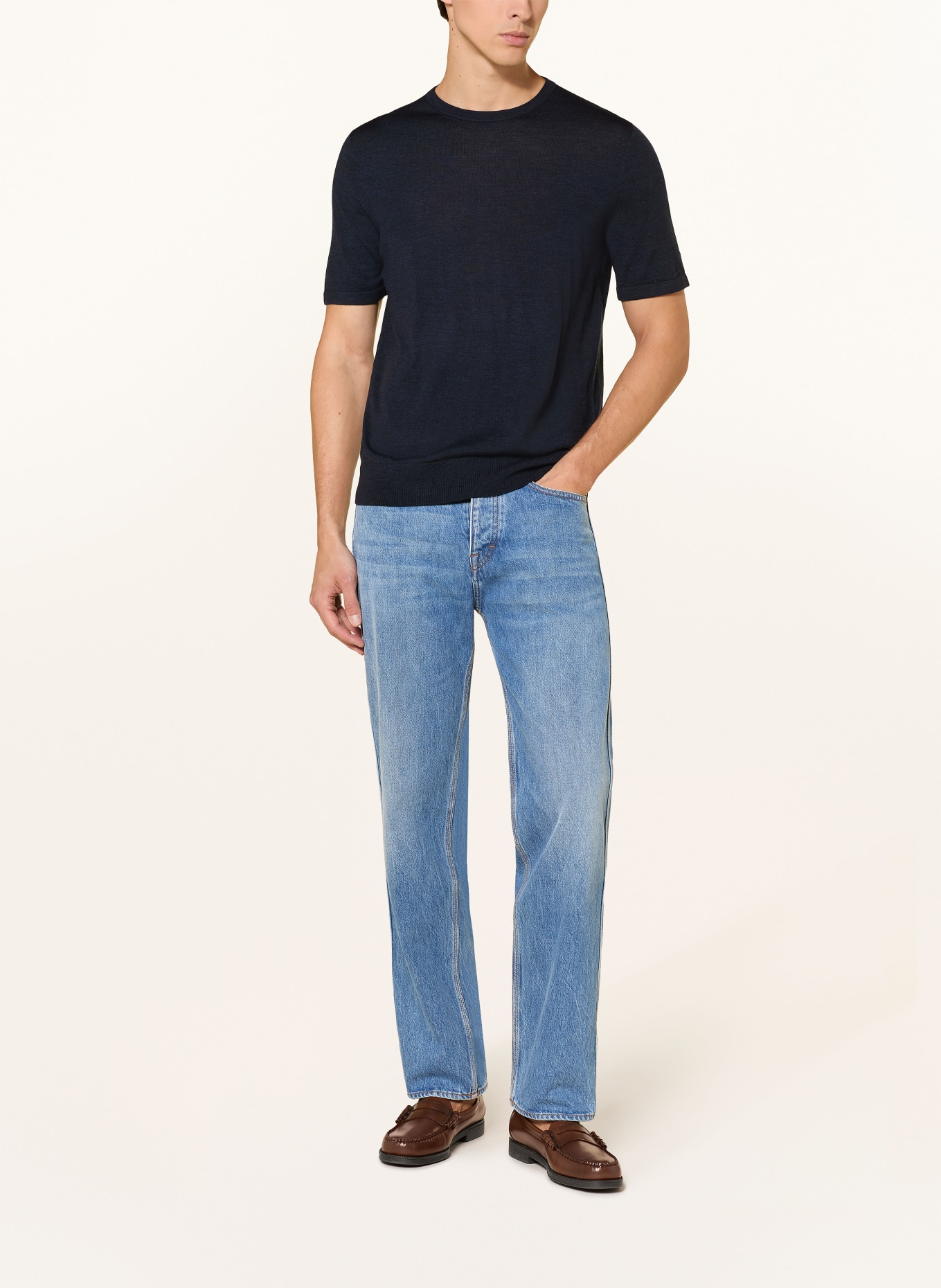 TIGER OF SWEDEN CONNOR knitted shirt made from merino wool: DARK BLUE