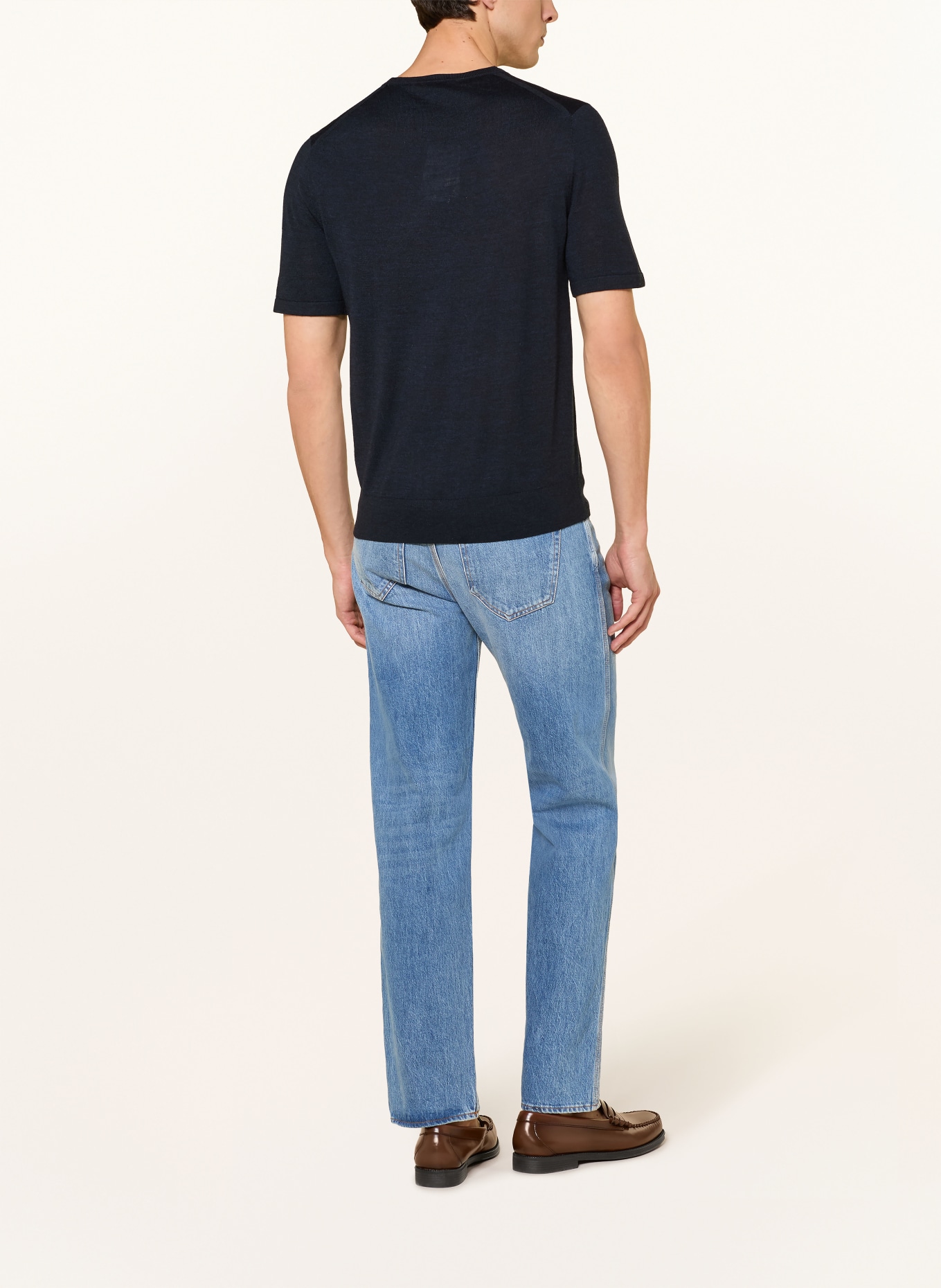 TIGER OF SWEDEN CONNOR knitted shirt made from merino wool: DARK BLUE