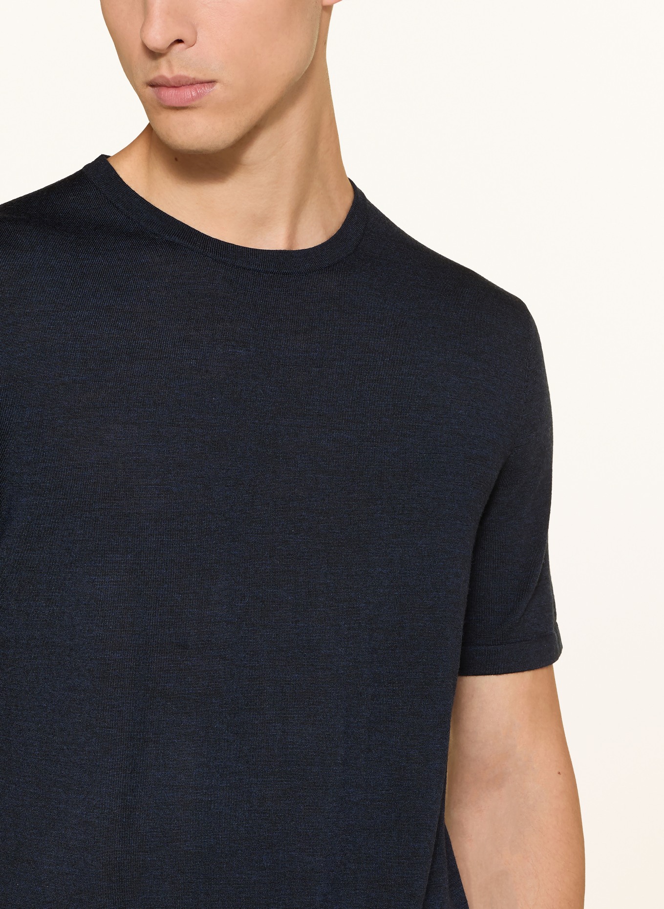 TIGER OF SWEDEN CONNOR knitted shirt made from merino wool: DARK BLUE