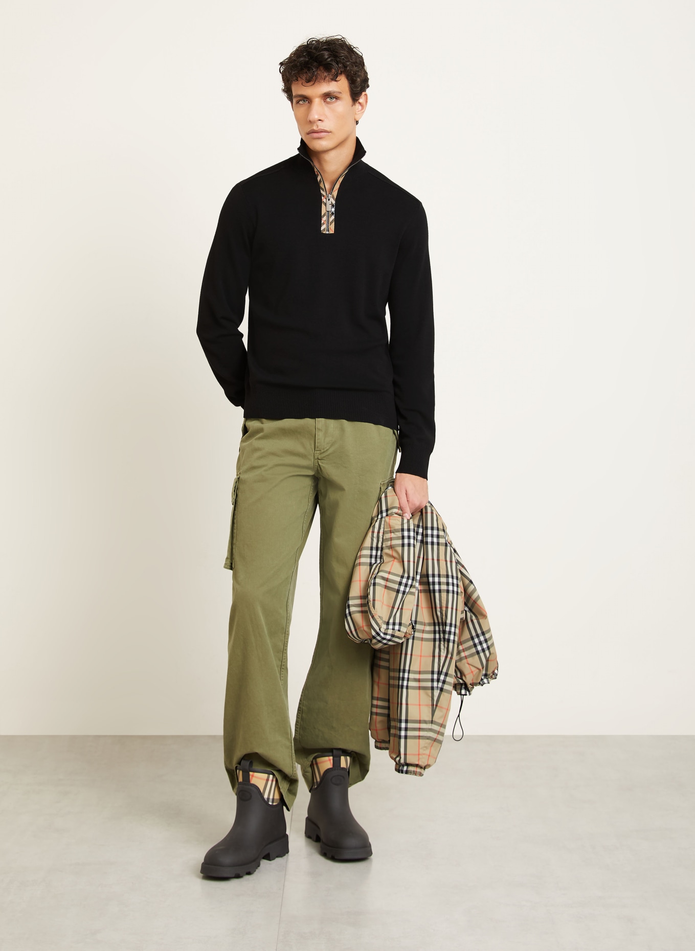 BURBERRY Troyer CAMERON: BLACK / CAMEL / RED