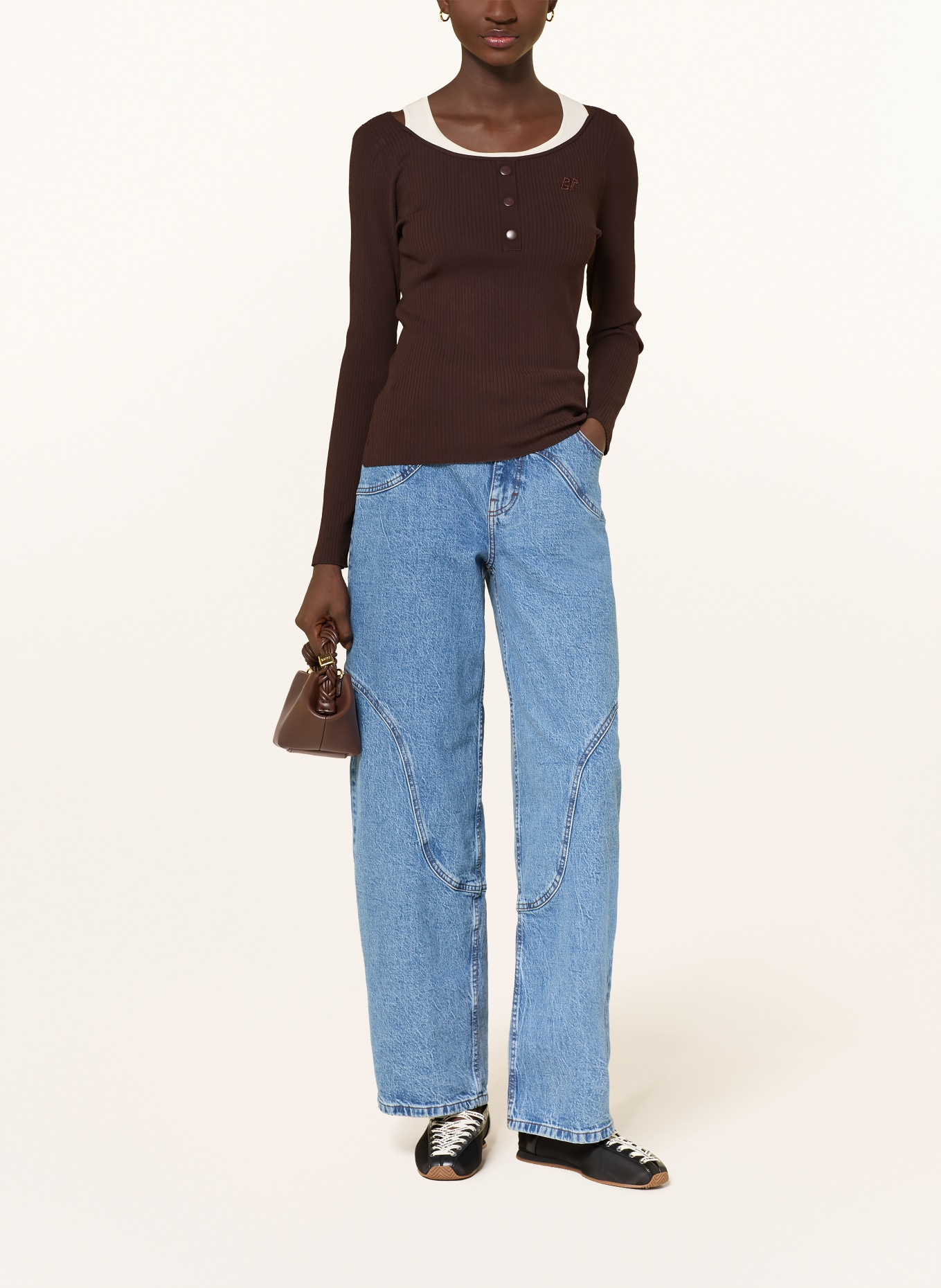 BAUM UND PFERDGARTEN Svetr CLARY: TMAVĚ HNĚDÁ / KRÉMOVÁ