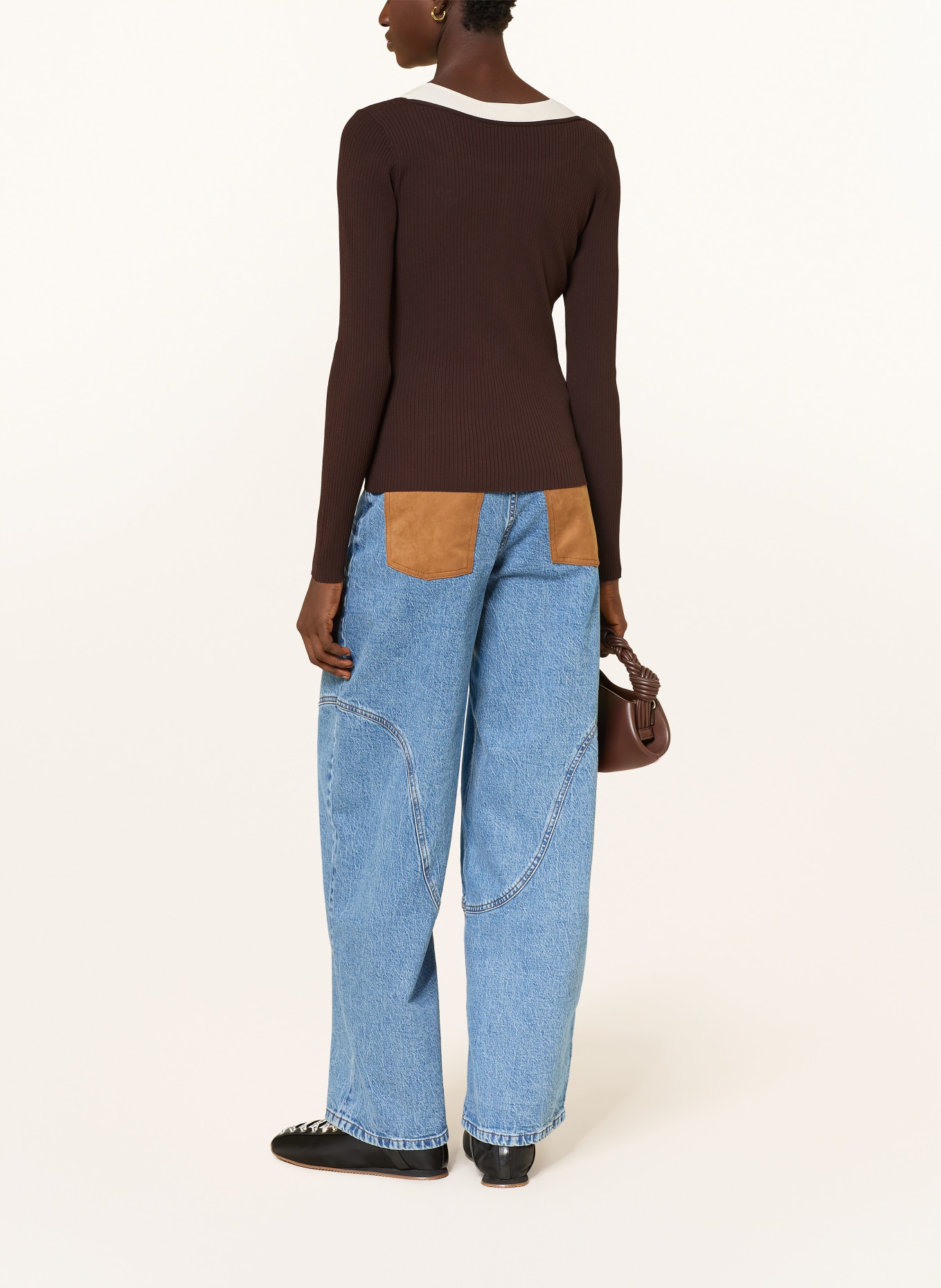 BAUM UND PFERDGARTEN Svetr CLARY: TMAVĚ HNĚDÁ / KRÉMOVÁ