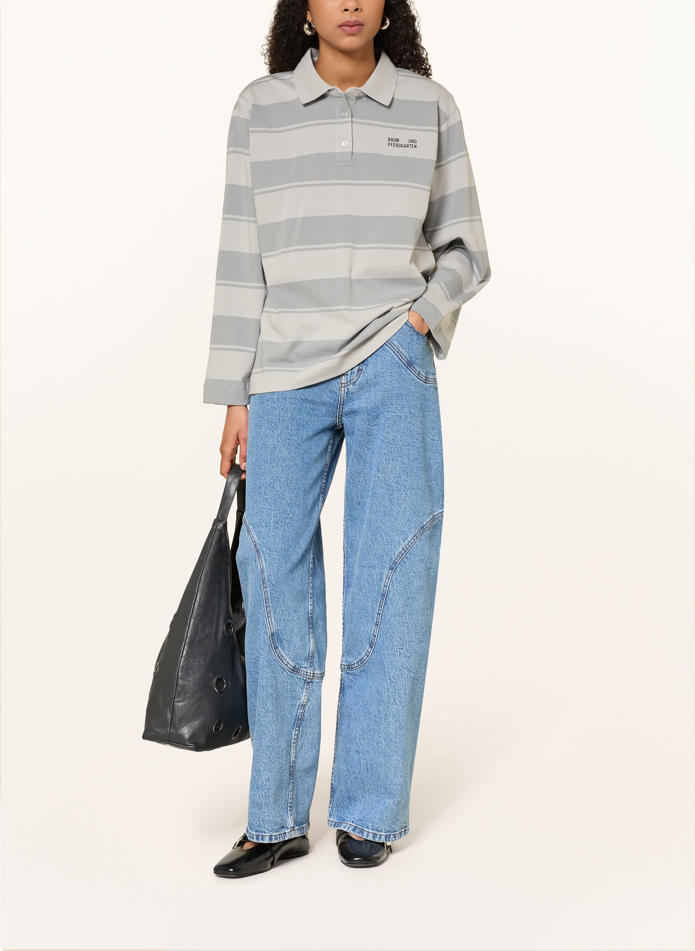 BAUM UND PFERDGARTEN Jersey-Poloshirt JEANNE: GRAU / HELLGRAU