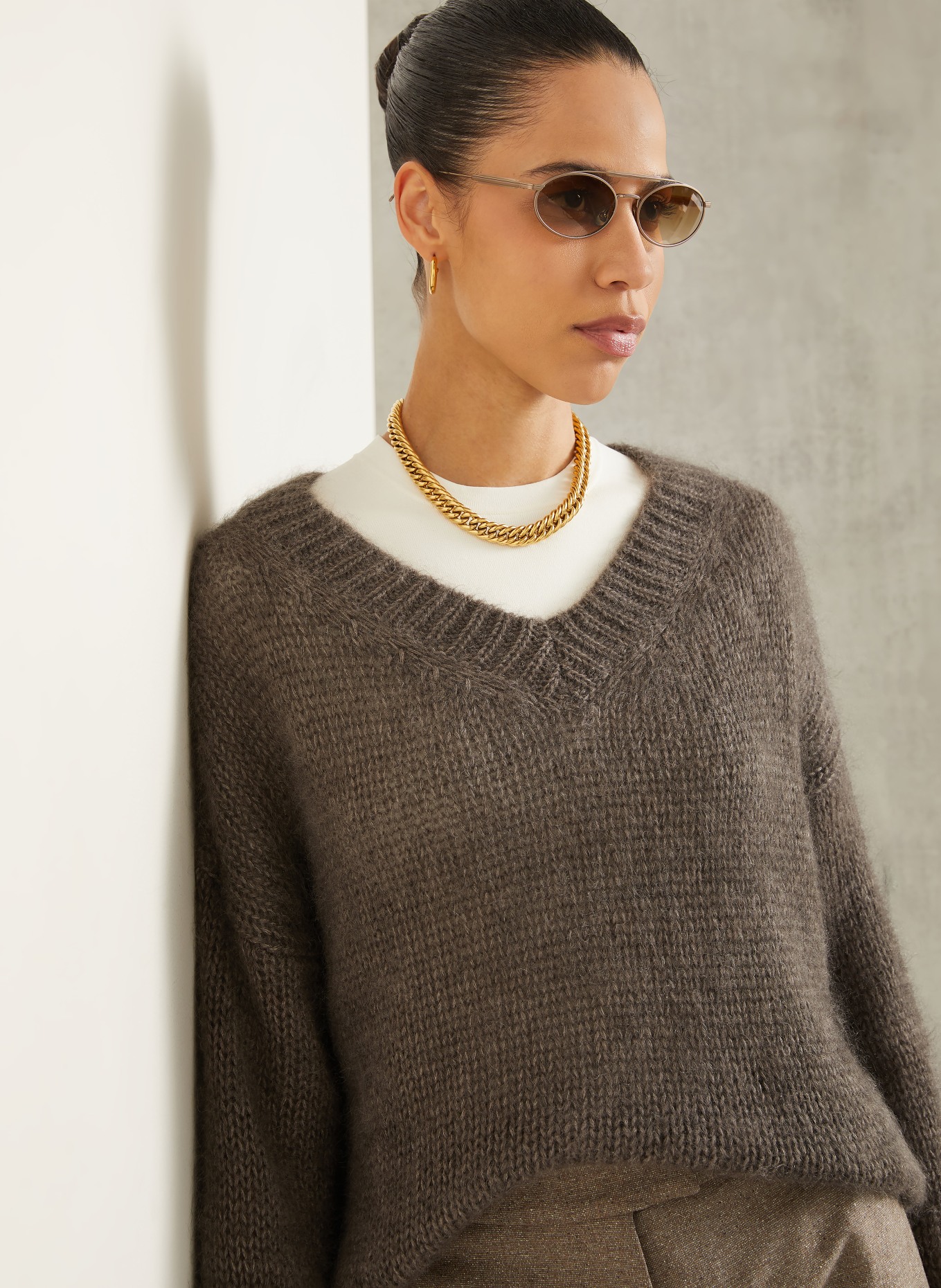 IRIS von ARNIM LAMEGO sweater with mohair and silk: TAUPE